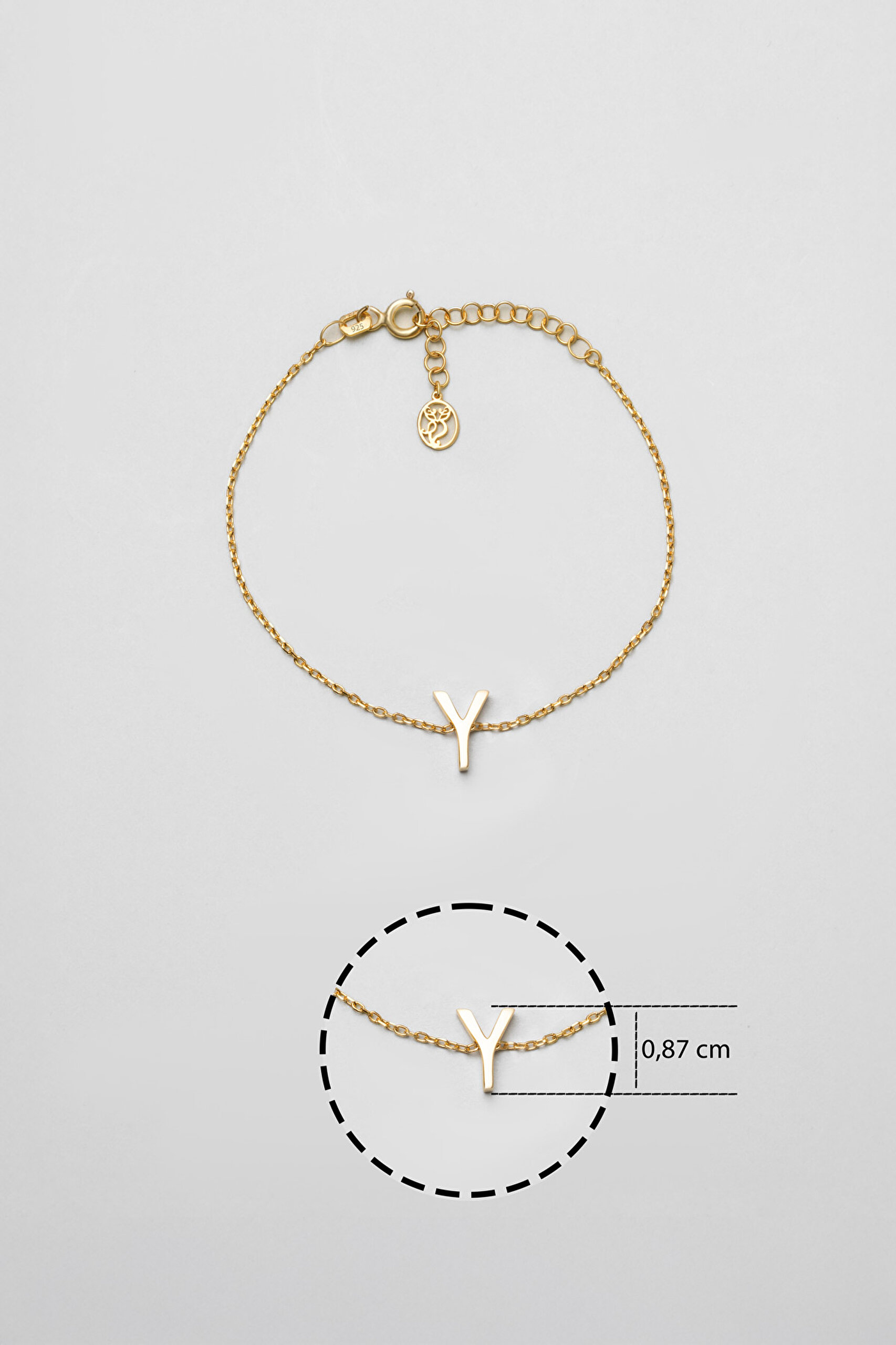 ⁠ My Story Y Harfi 18 Ayar Sarı Altın Kaplama 18 Cm Gümüş Bileklik_2}