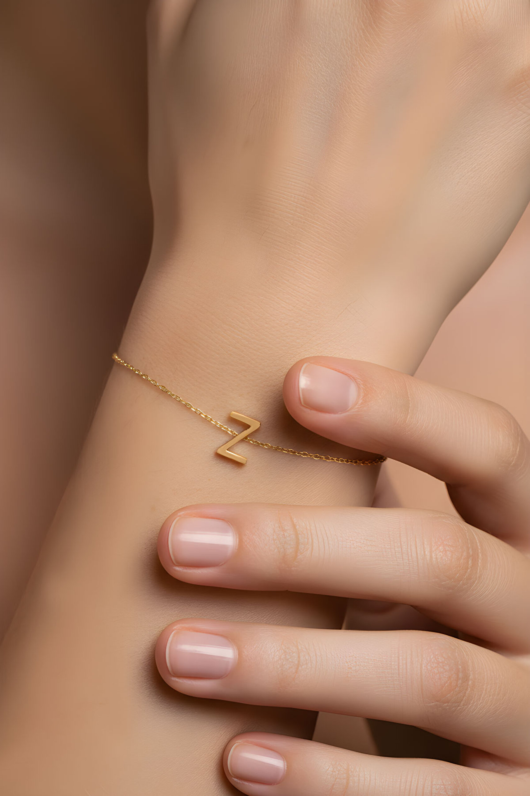 ⁠ My Story Z Harfi 18 Ayar Sarı Altın Kaplama 18 Cm Gümüş Bileklik_1}