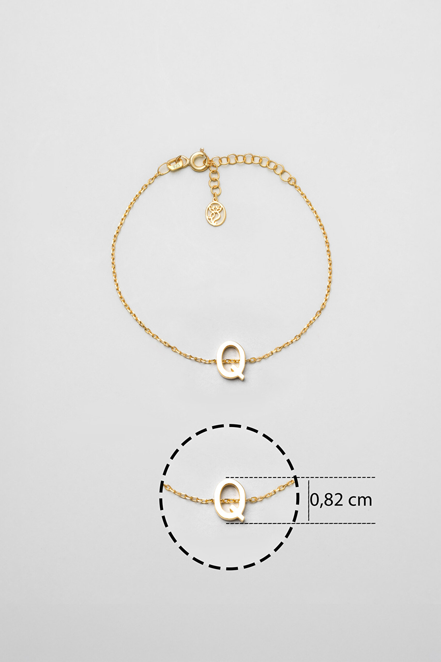 ⁠ My Story Q Harfi 18 Ayar Sarı Altın Kaplama 18 Cm Gümüş Bileklik_2}