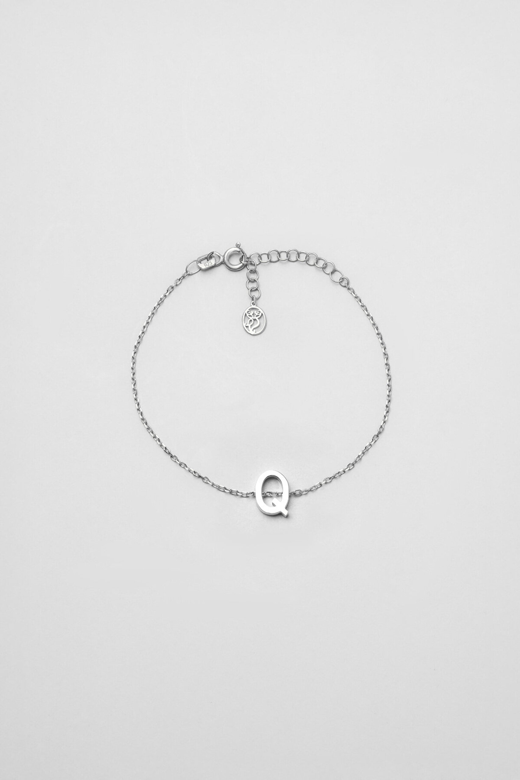My Story Q Harfi 18 Ayar Beyaz Altın Kaplama 18 Cm Gümüş Bileklik - 0
