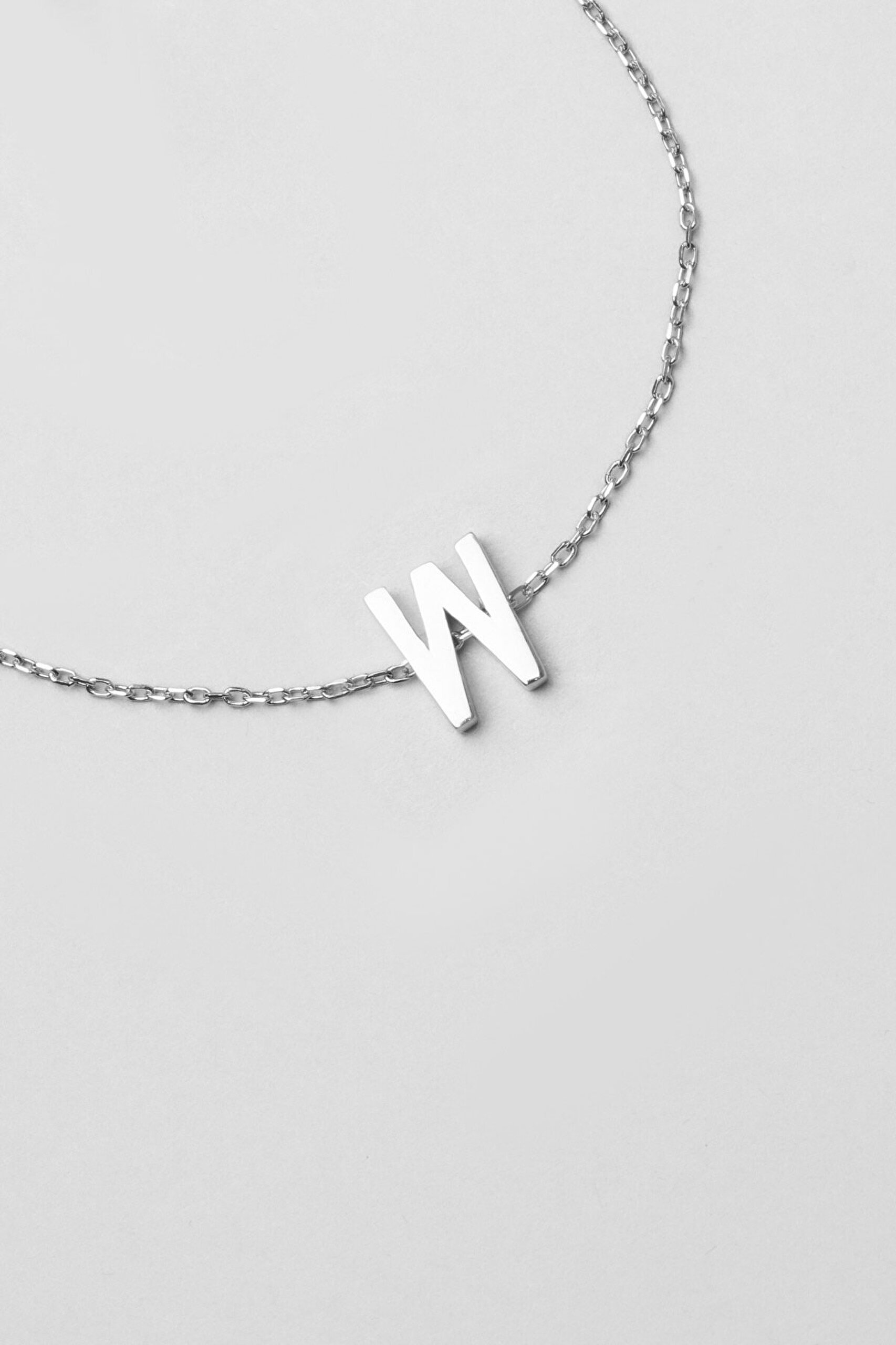 My Story W Harfi 18 Ayar Beyaz Altın Kaplama 18 Cm Gümüş Bileklik - 3