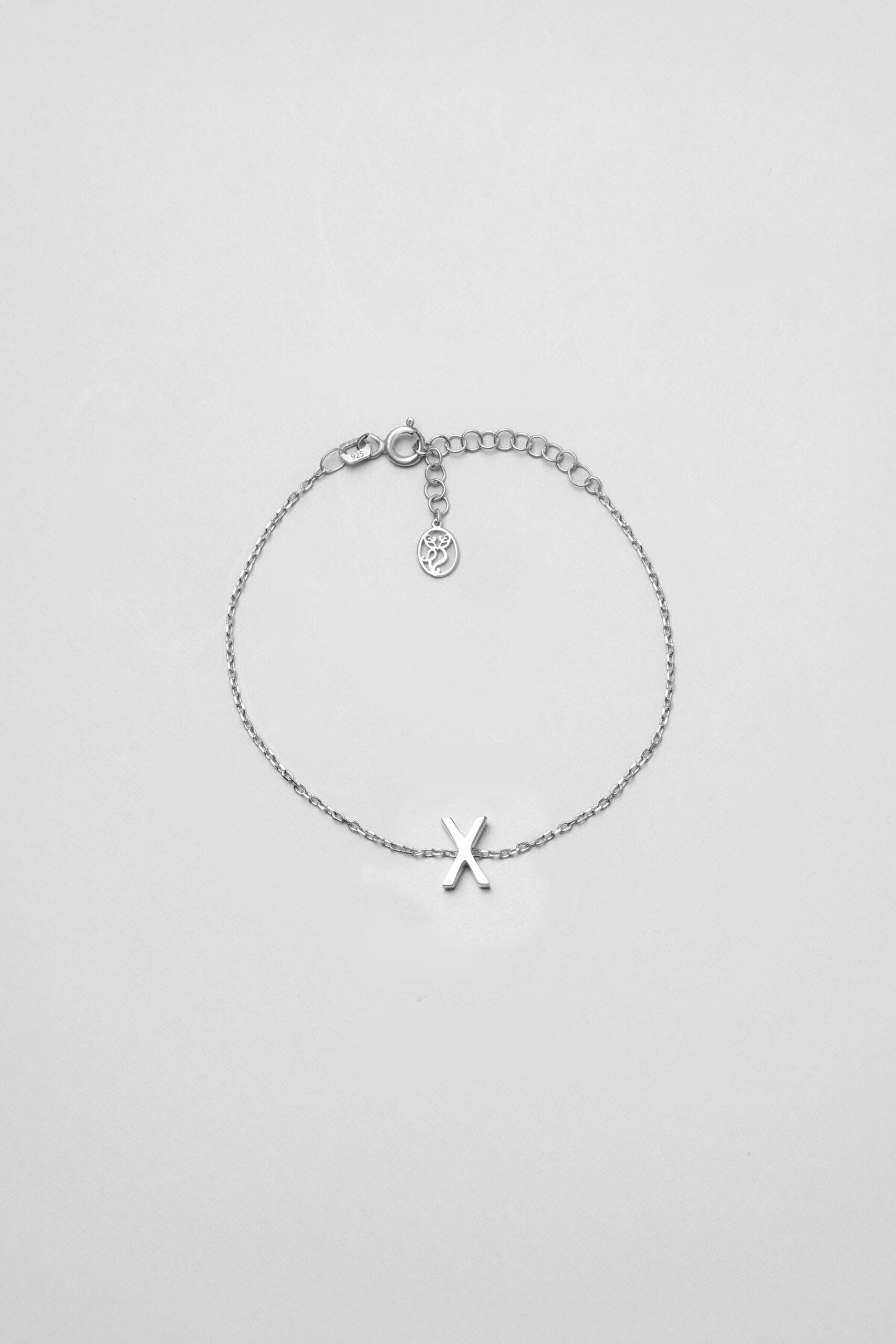 My Story X Harfi 18 Ayar Beyaz Altın Kaplama 18 Cm Gümüş Bileklik - 0