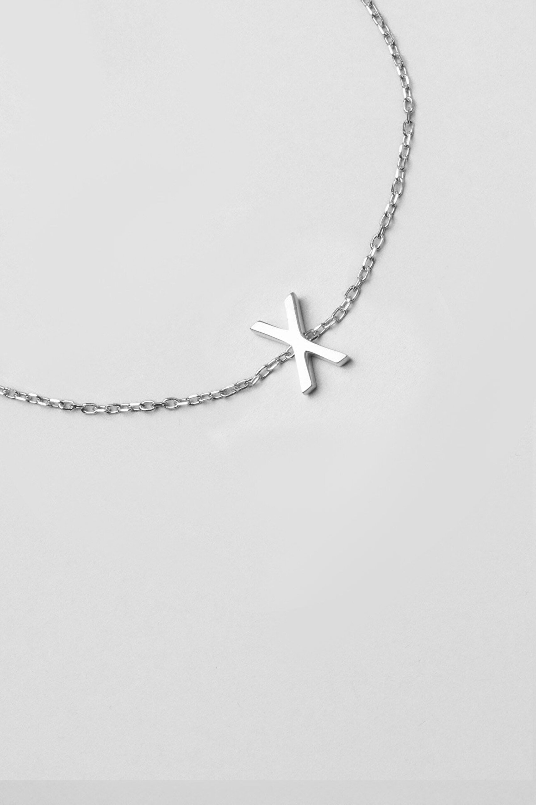 My Story X Harfi 18 Ayar Beyaz Altın Kaplama 18 Cm Gümüş Bileklik - 3