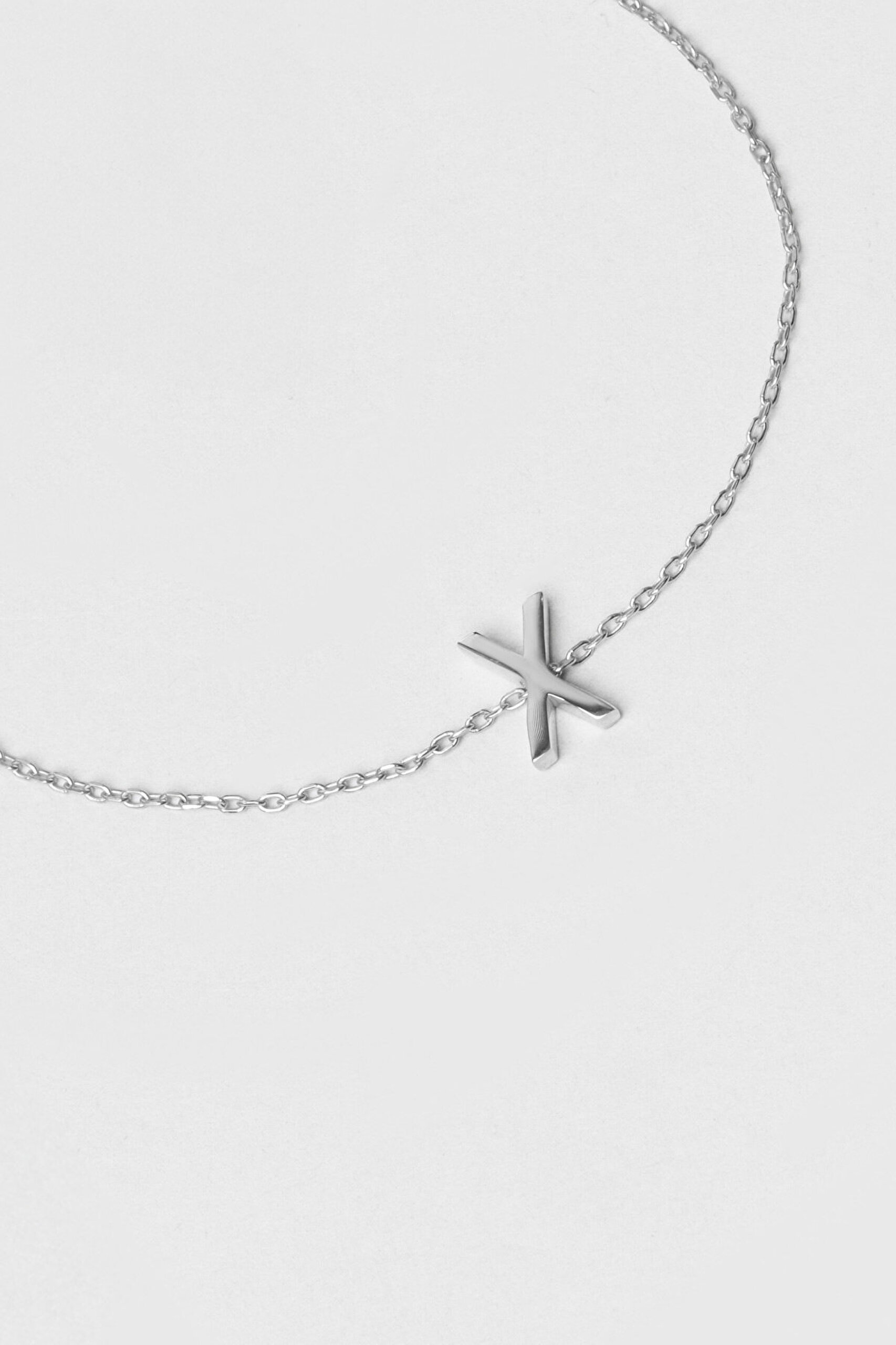 My Story X Harfi 18 Ayar Beyaz Altın Kaplama 18 Cm Gümüş Bileklik - 3