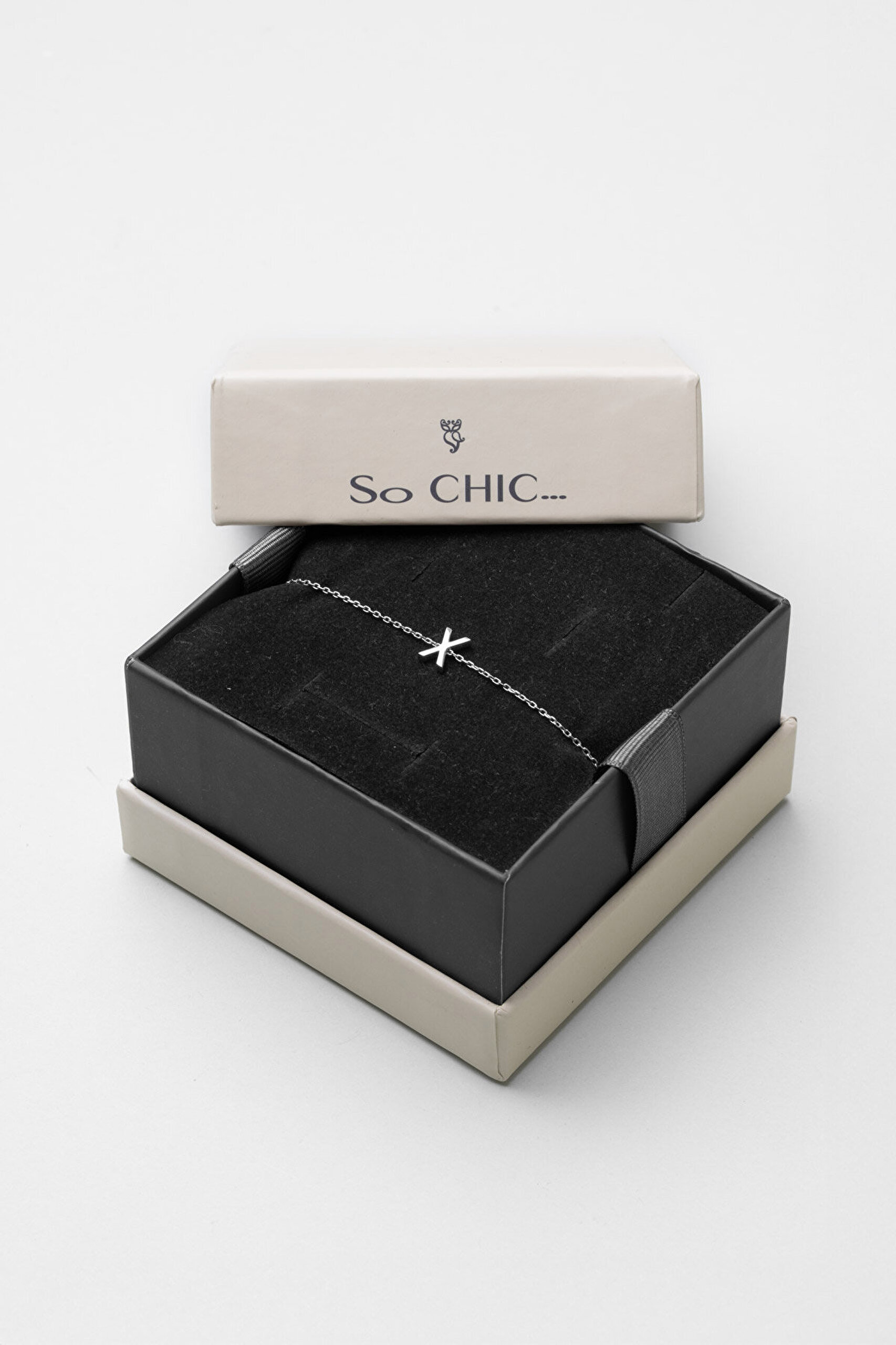 My Story X Harfi 18 Ayar Beyaz Altın Kaplama 18 Cm Gümüş Bileklik - 4