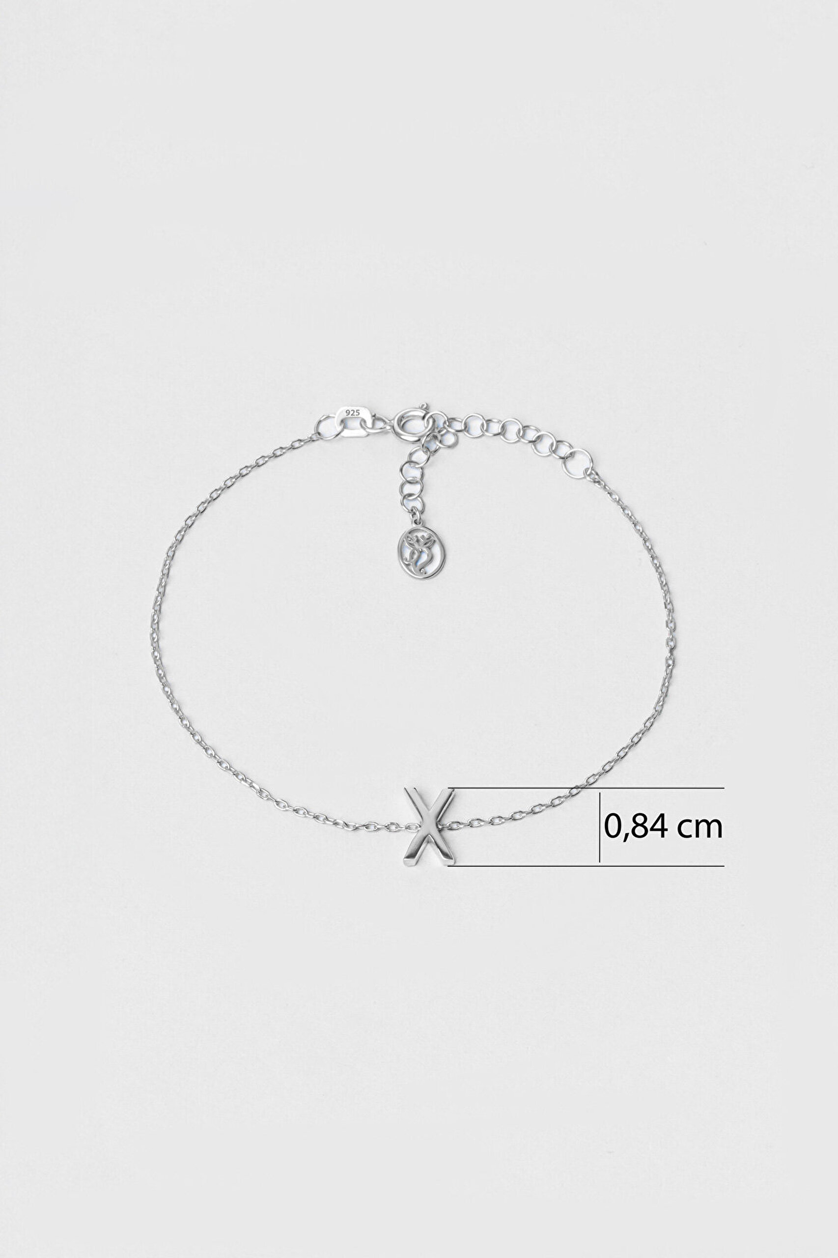 My Story X Harfi 18 Ayar Beyaz Altın Kaplama 18 Cm Gümüş Bileklik - 2