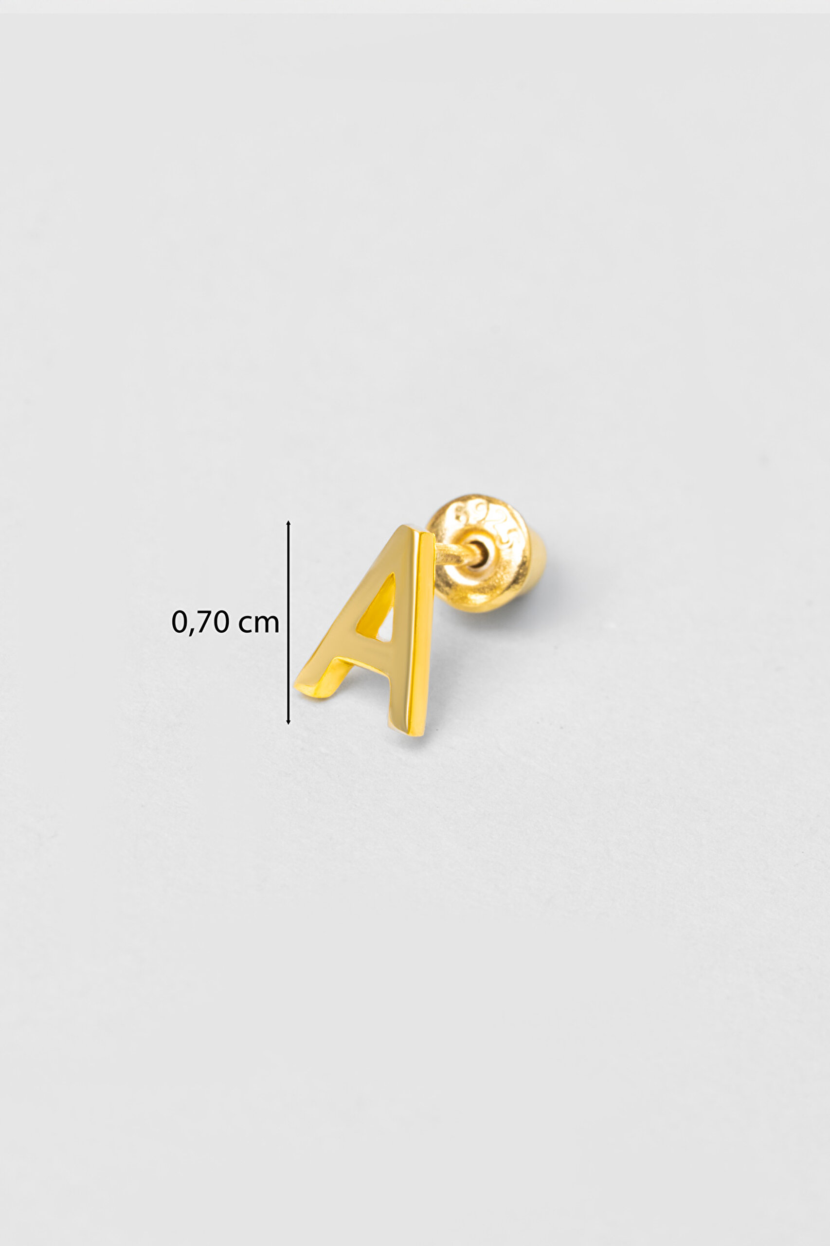 ⁠ My Story A Harfi 18 Ayar Sarı Altın Kaplama Gümüş Tek Küpe_2}