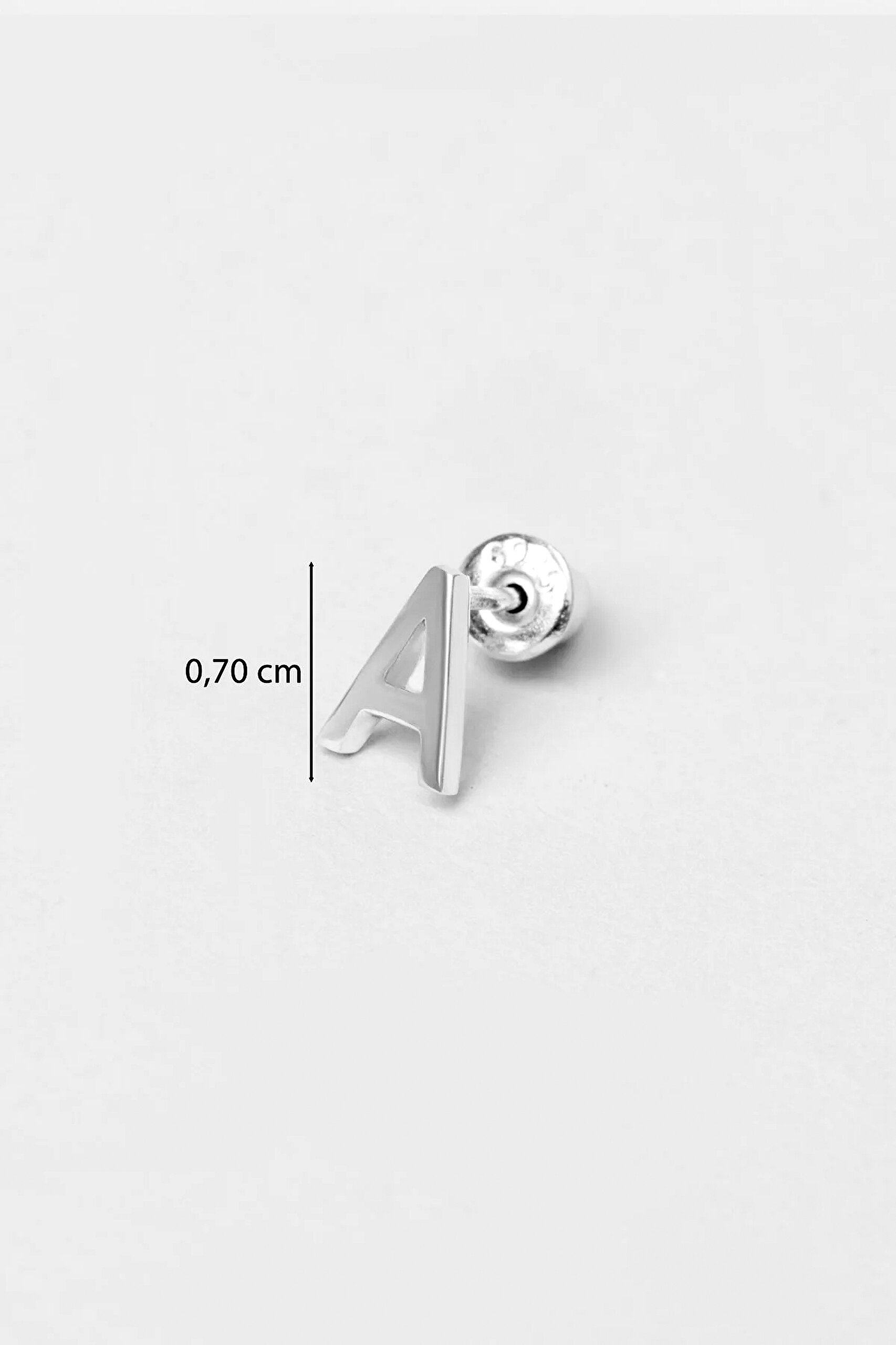 ⁠ My Story A Harfi 18 Ayar Beyaz Altın Kaplama Gümüş Tek Küpe_2}