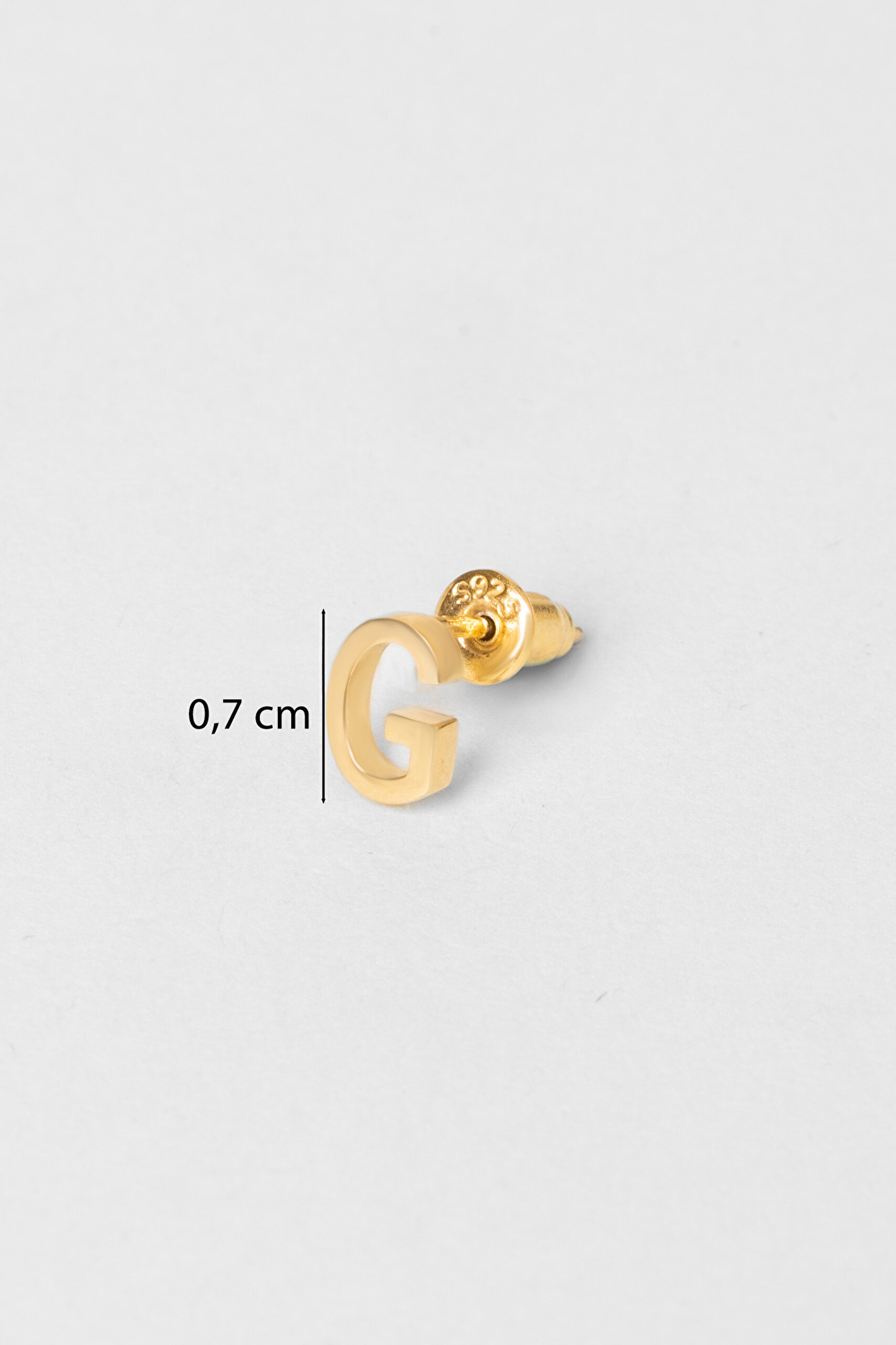 ⁠ My Story G Harfi 18 Ayar Sarı Altın Kaplama Gümüş Tek Küpe_2}