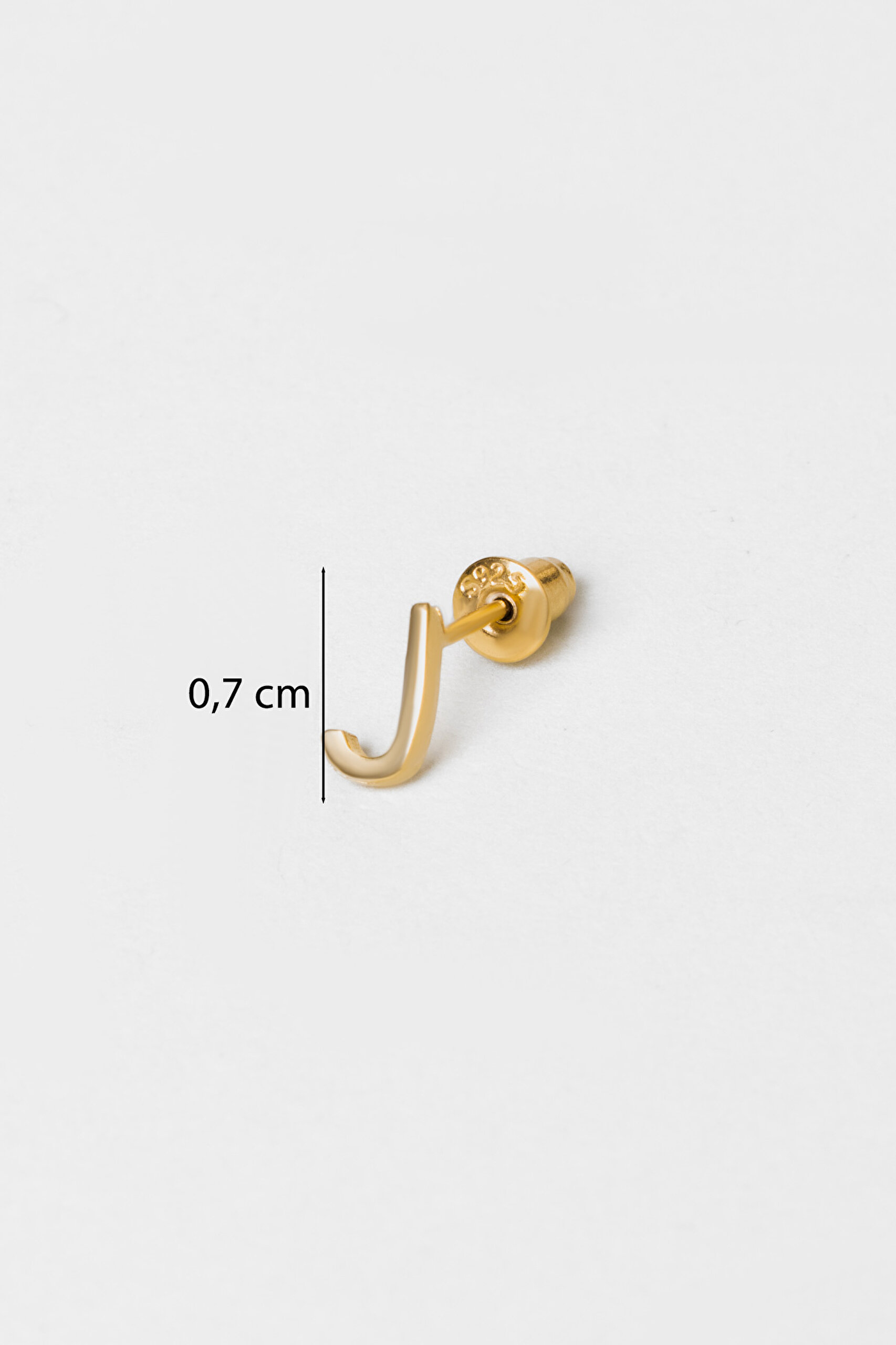 ⁠ My Story J Harfi 18 Ayar Sarı Altın Kaplama Gümüş Tek Küpe_2}