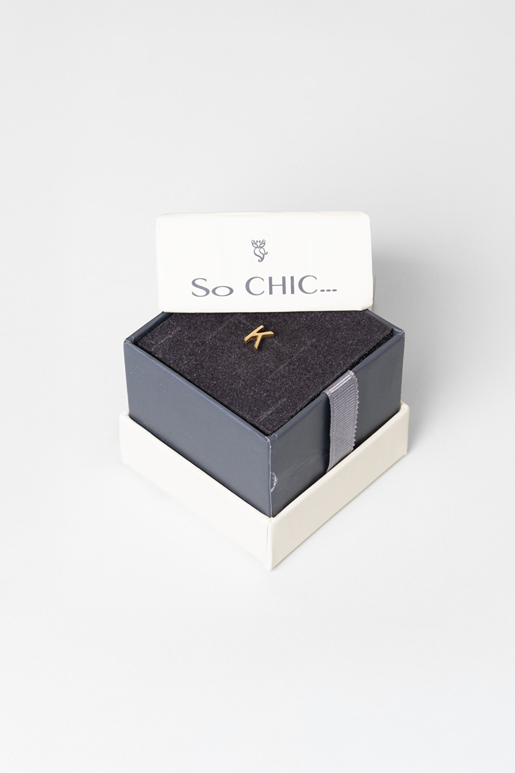 ⁠ My Story K Harfi 18 Ayar Sarı Altın Kaplama Gümüş Tek Küpe_3}