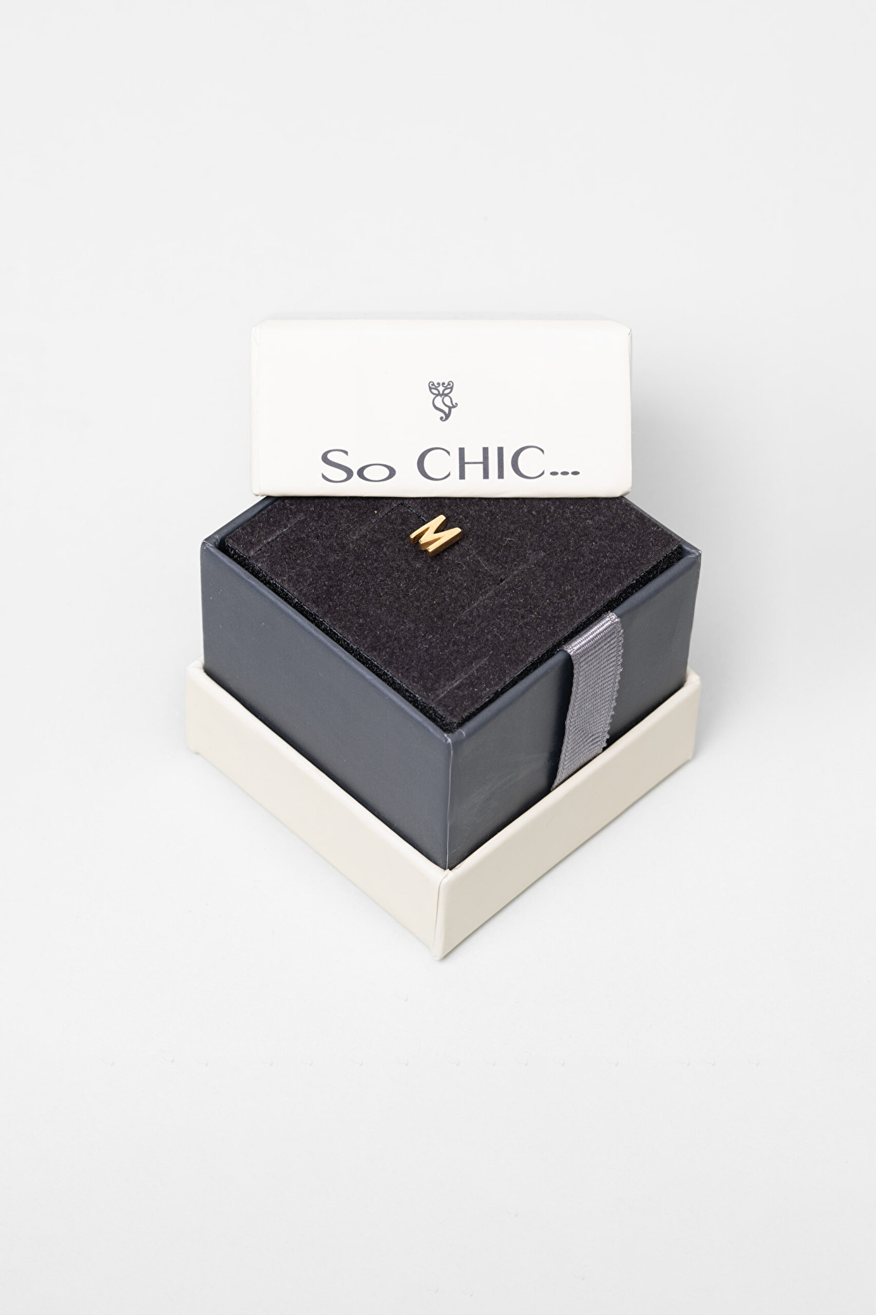 ⁠ My Story M Harfi 18 Ayar Sarı Altın Kaplama Gümüş Tek Küpe_3}