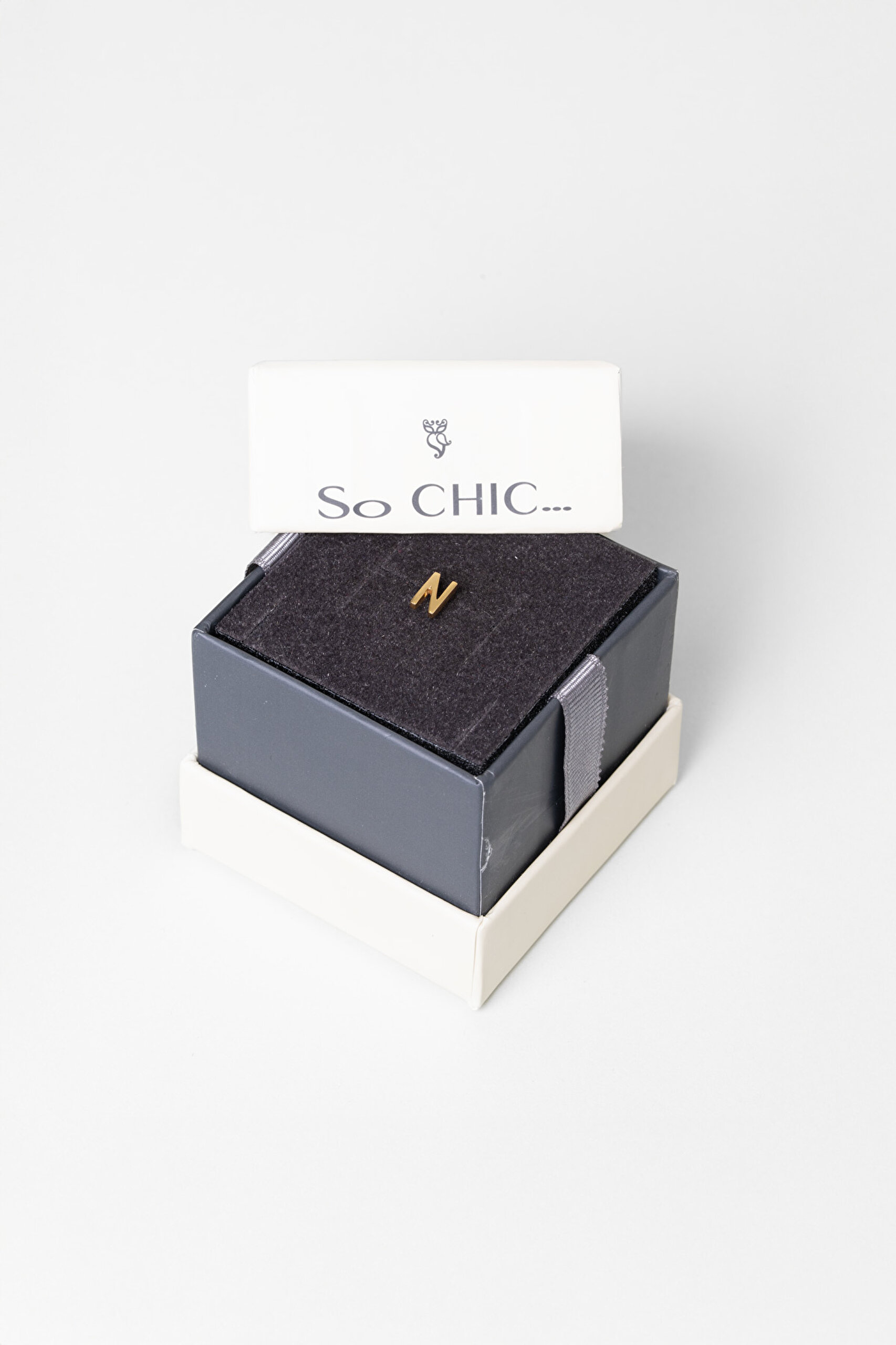 ⁠ N Harfi 18 Ayar Sarı Altın Kaplama Gümüş Tek Küpe_3}