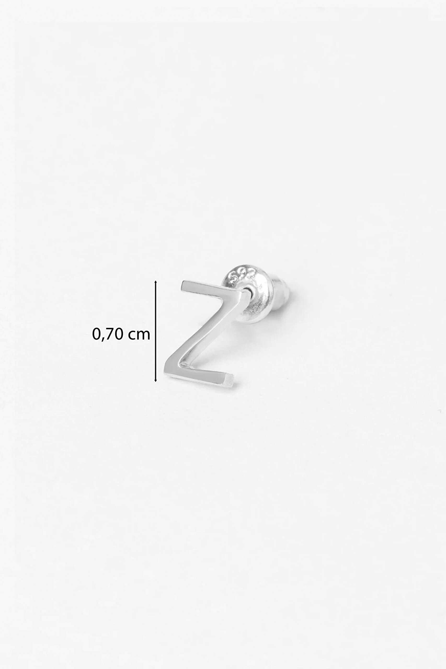 ⁠ My Story Z Harfi 18 Ayar Beyaz Altın Kaplama Gümüş Tek Küpe_2}