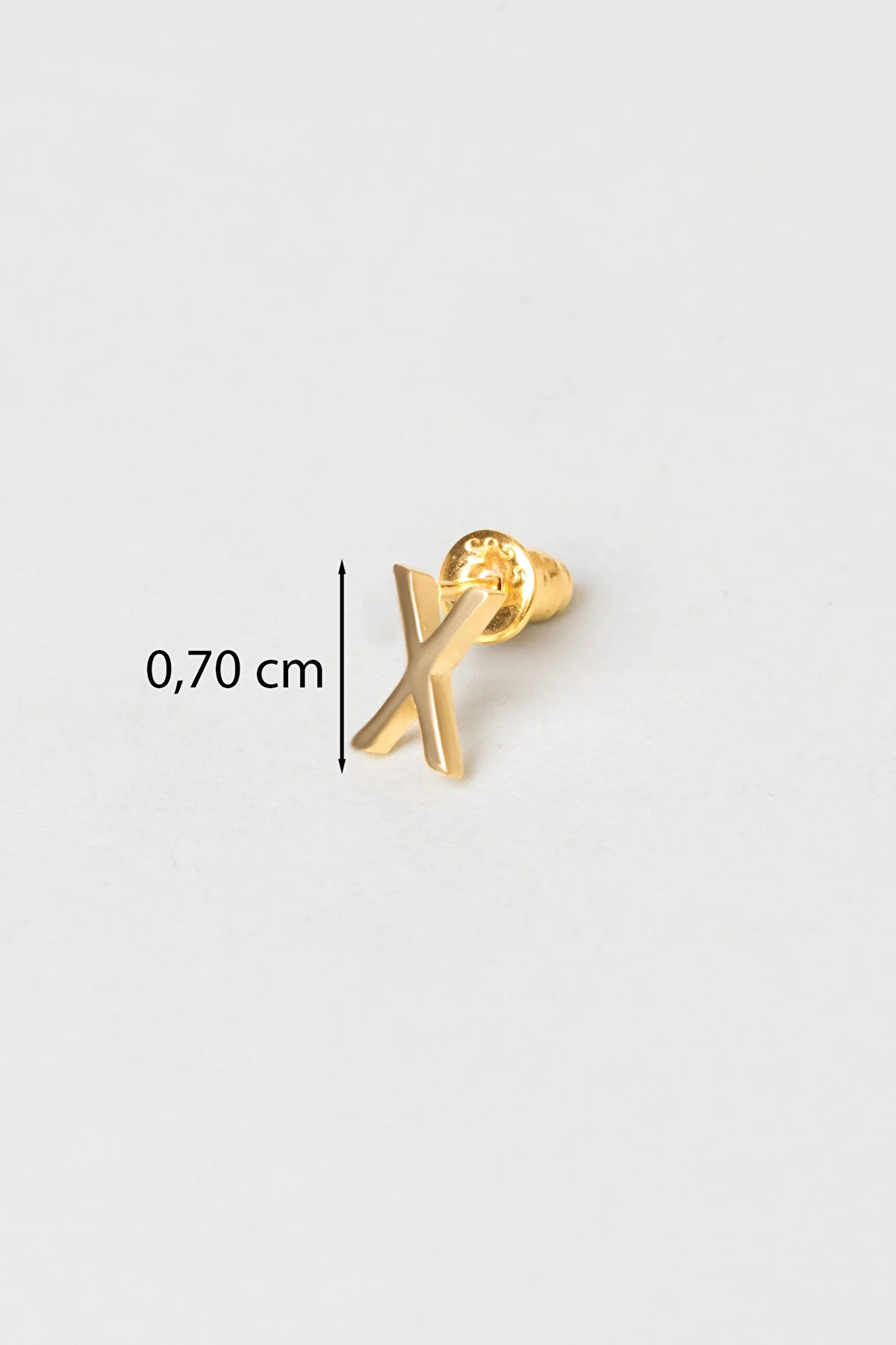 ⁠ My Story X Harfi 18 Ayar Sarı Altın Kaplama Gümüş Tek Küpe_2}