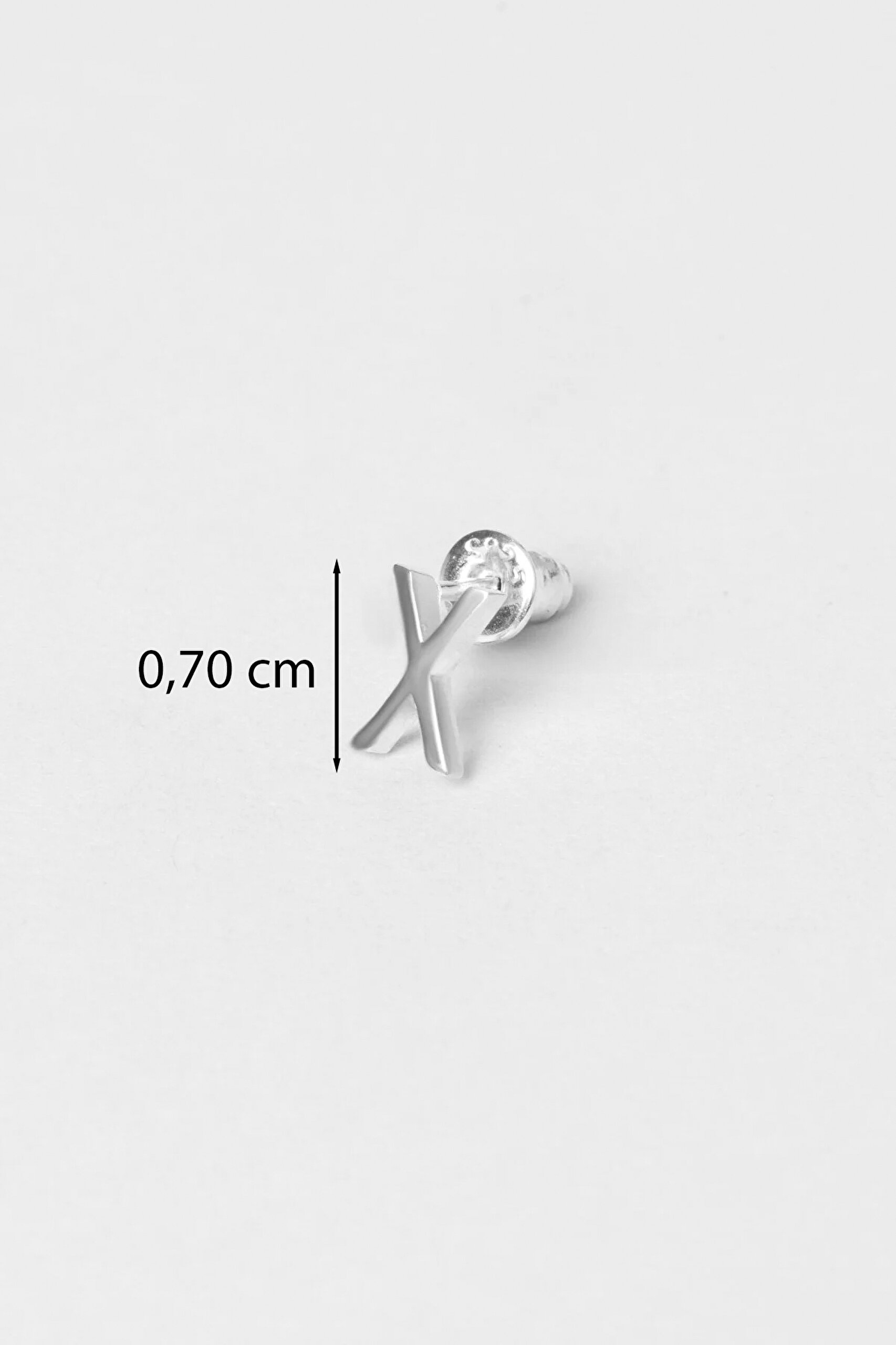 ⁠ X Harfi 18 Ayar Beyaz Altın Kaplama Gümüş Tek Küpe_2}