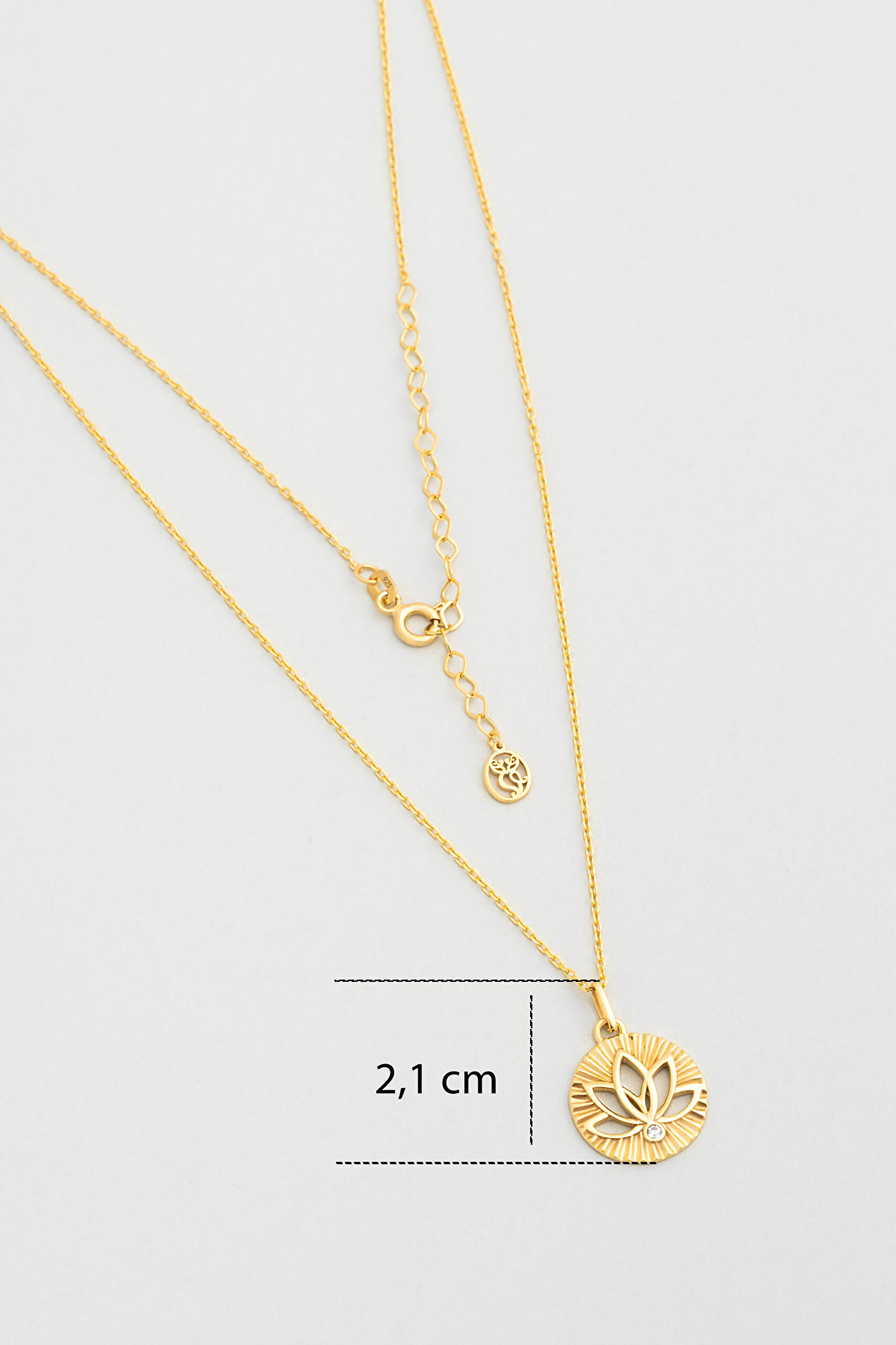 ⁠ Lotus Işığı 18 Ayar Sarı Altın Kaplama 46 Cm Gümüş Kolye_2}