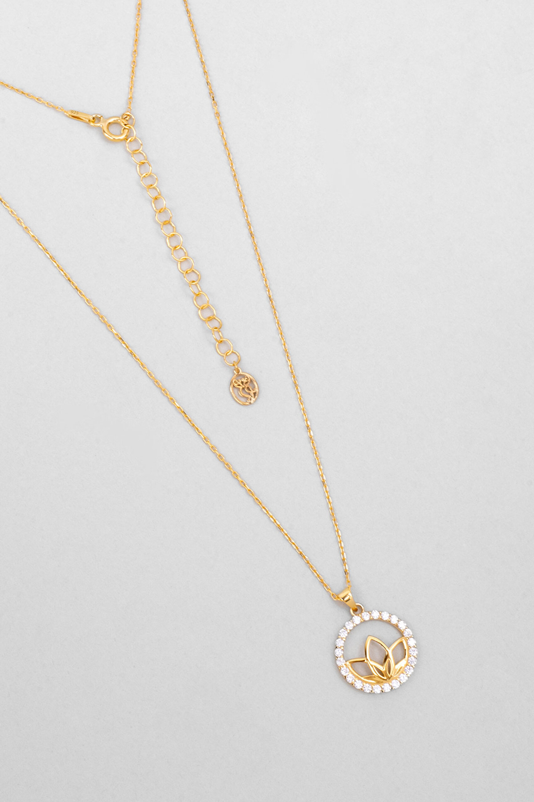 ⁠ Nilüfer Zarafeti 18 Ayar Sarı Altın Kaplama 43 Cm Gümüş Kolye_0}