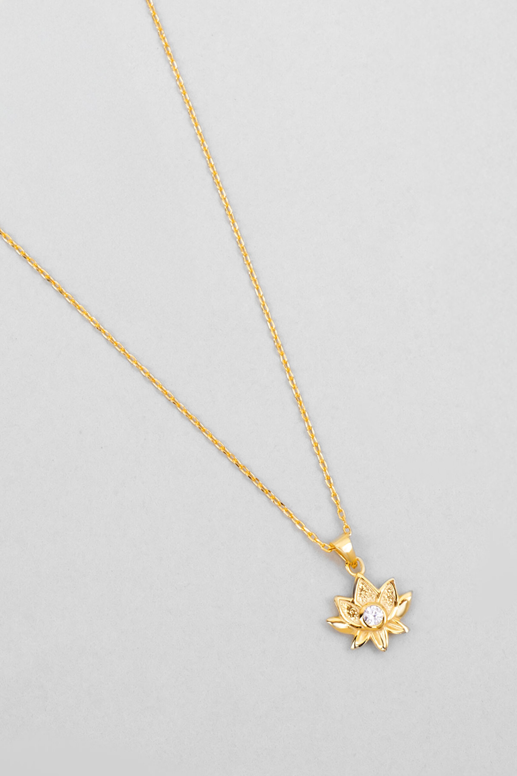 ⁠ Lotus Masalı 18 Ayar Sarı Altın Kaplama 43 Cm Gümüş Kolye_4}