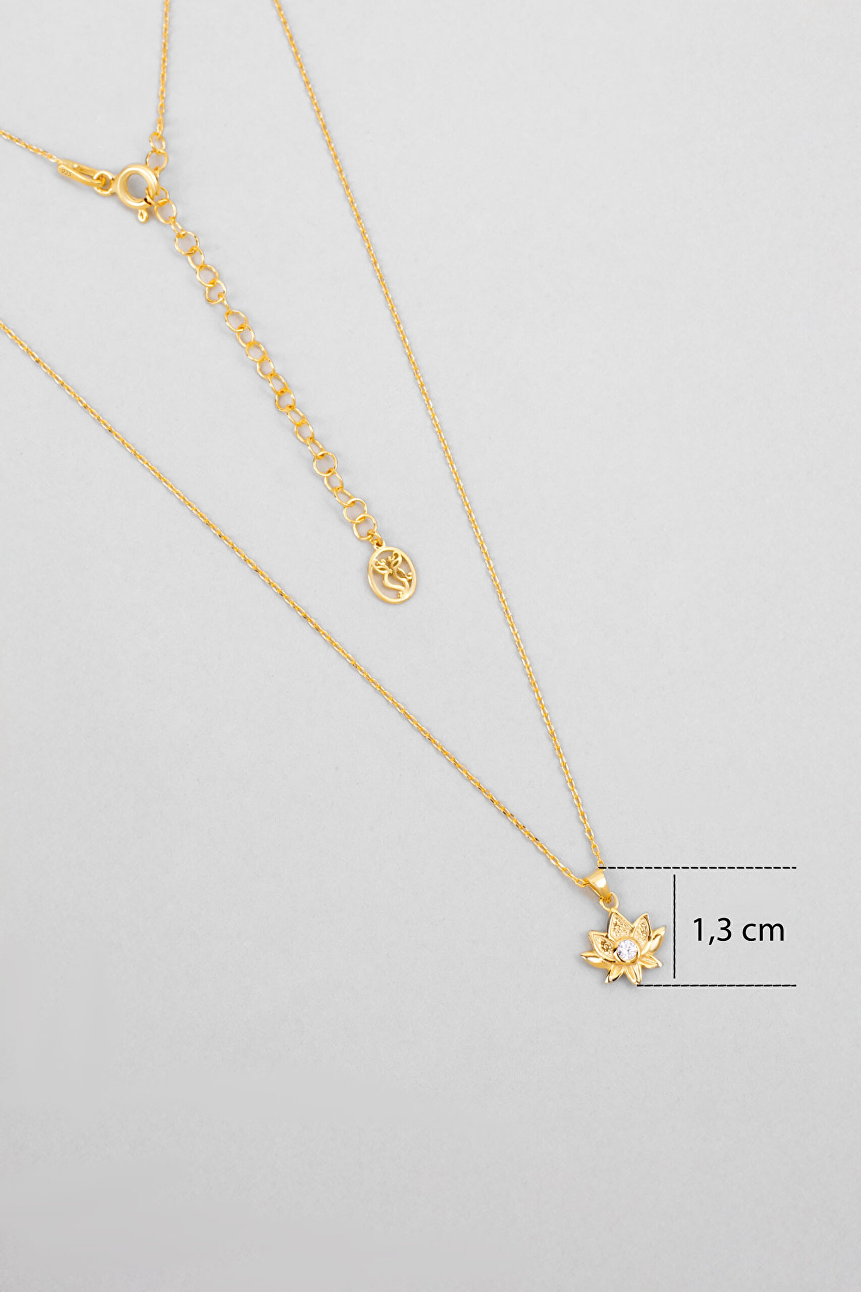 ⁠ Lotus Masalı 18 Ayar Sarı Altın Kaplama 43 Cm Gümüş Kolye_2}