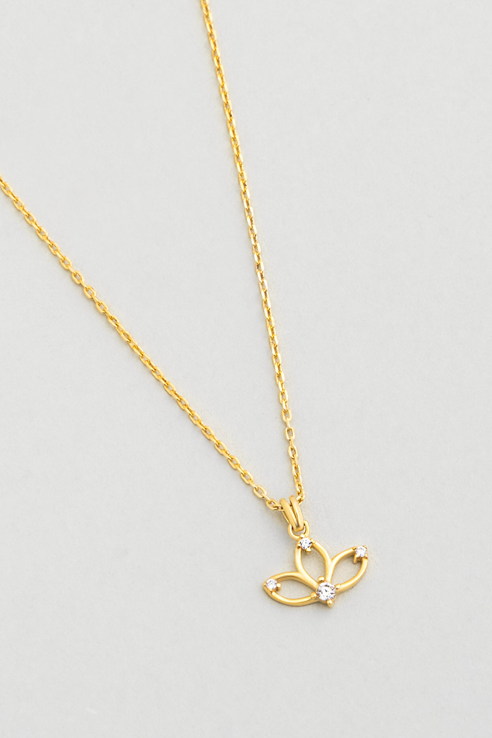 ⁠ Lotus Çiçeği 18 Ayar Sarı Altın Kaplama 44 Cm Gümüş Kolye_4}