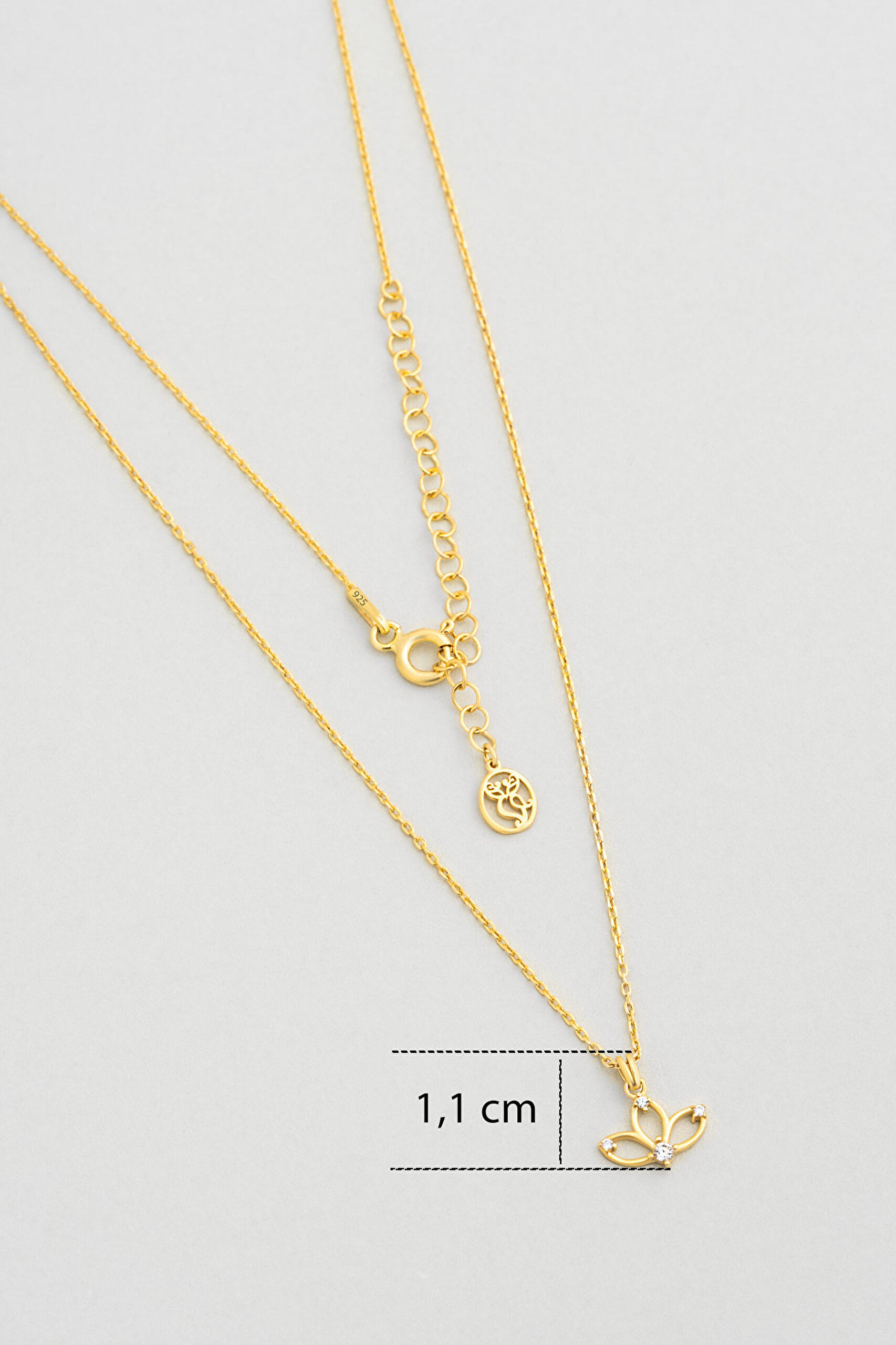 ⁠ Lotus Çiçeği 18 Ayar Sarı Altın Kaplama 44 Cm Gümüş Kolye_2}