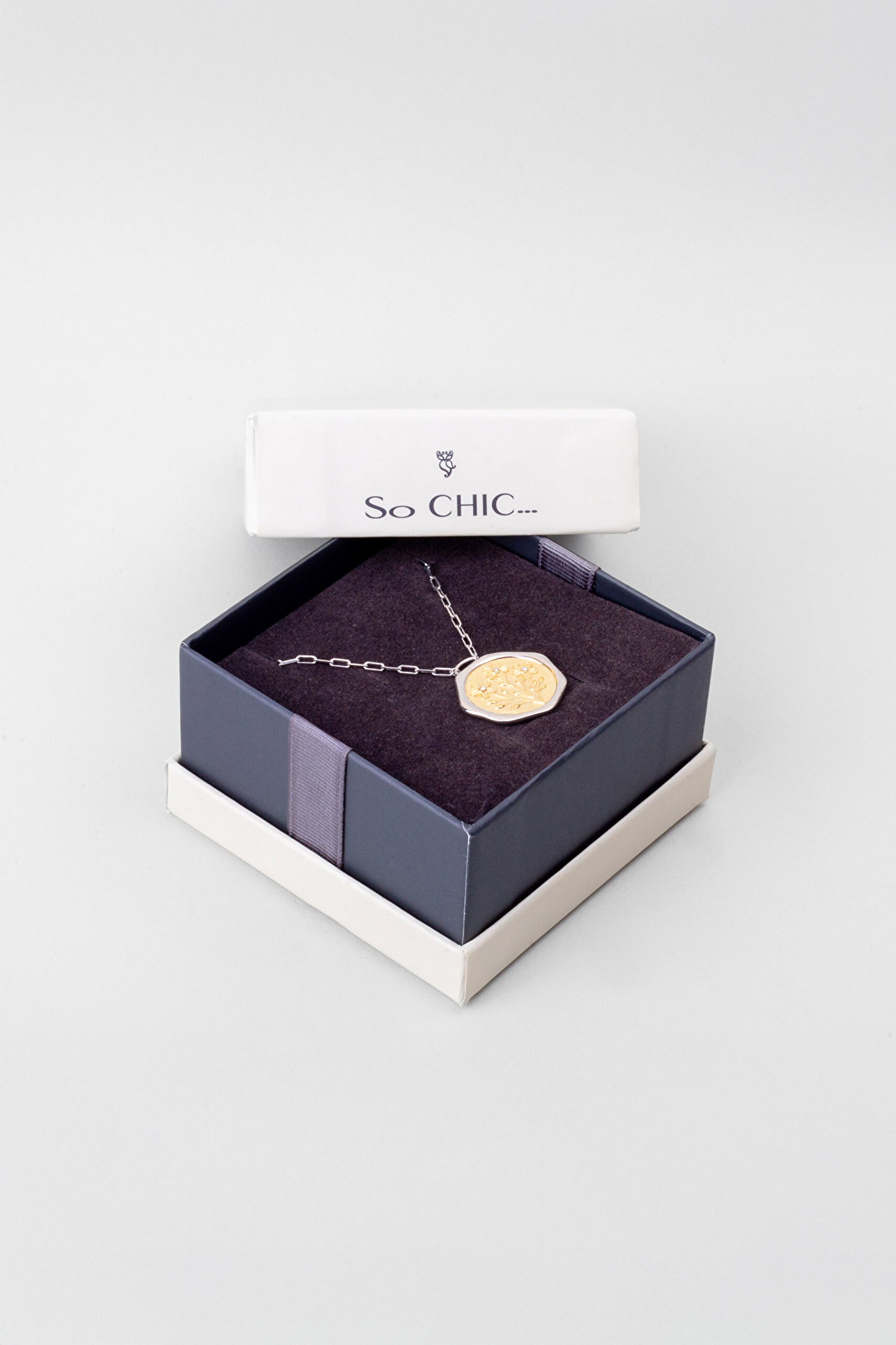 ⁠ İlkbahar Çiçeği 18 Ayar Sarı Ve Beyaz Altın Kaplama 58 Cm Çift Taraflı Gümüş Kolye_7}