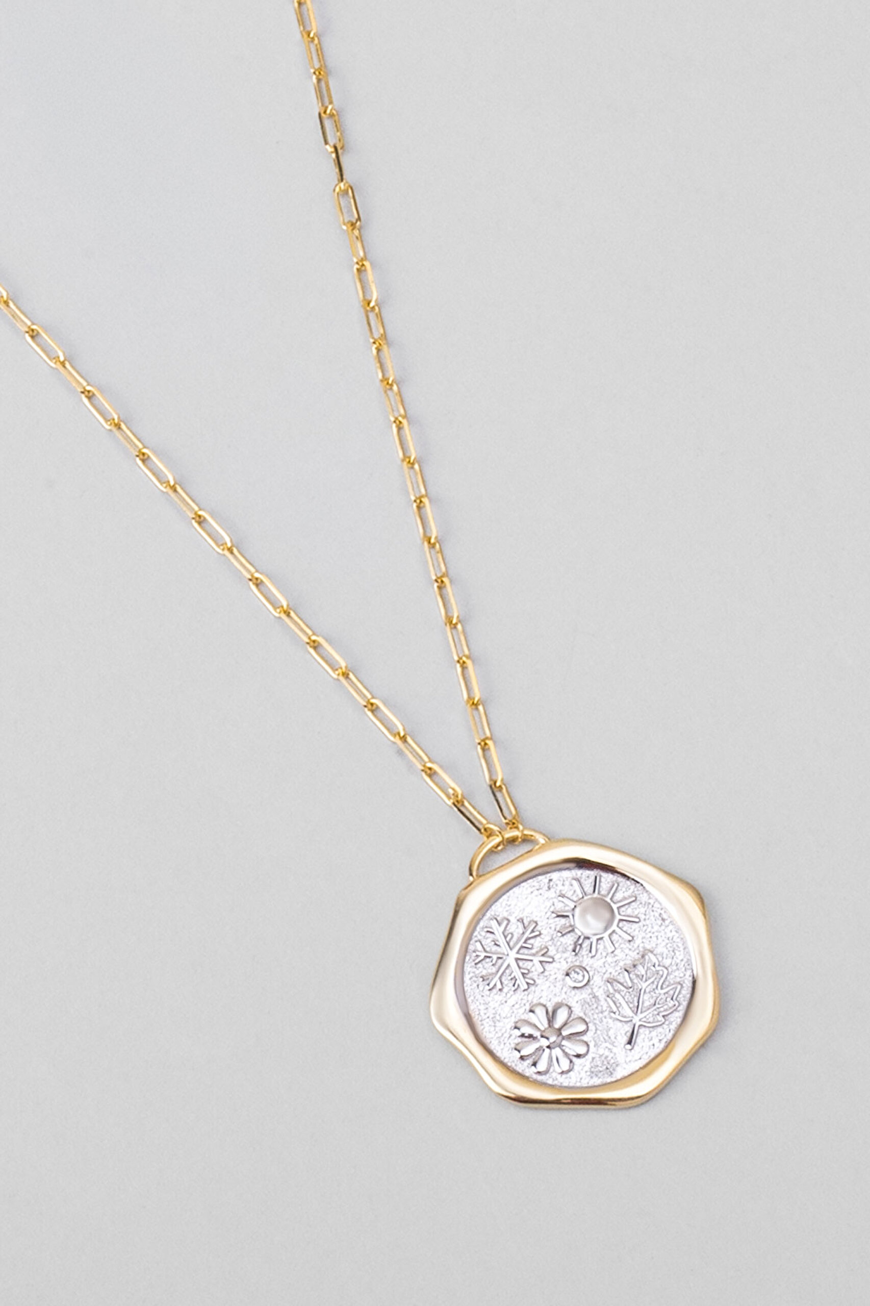 ⁠ Yaz Güneşi 18 Ayar Sarı Ve Beyaz Altın Kaplama 58 Cm Çift Taraflı Gümüş Kolye_6}