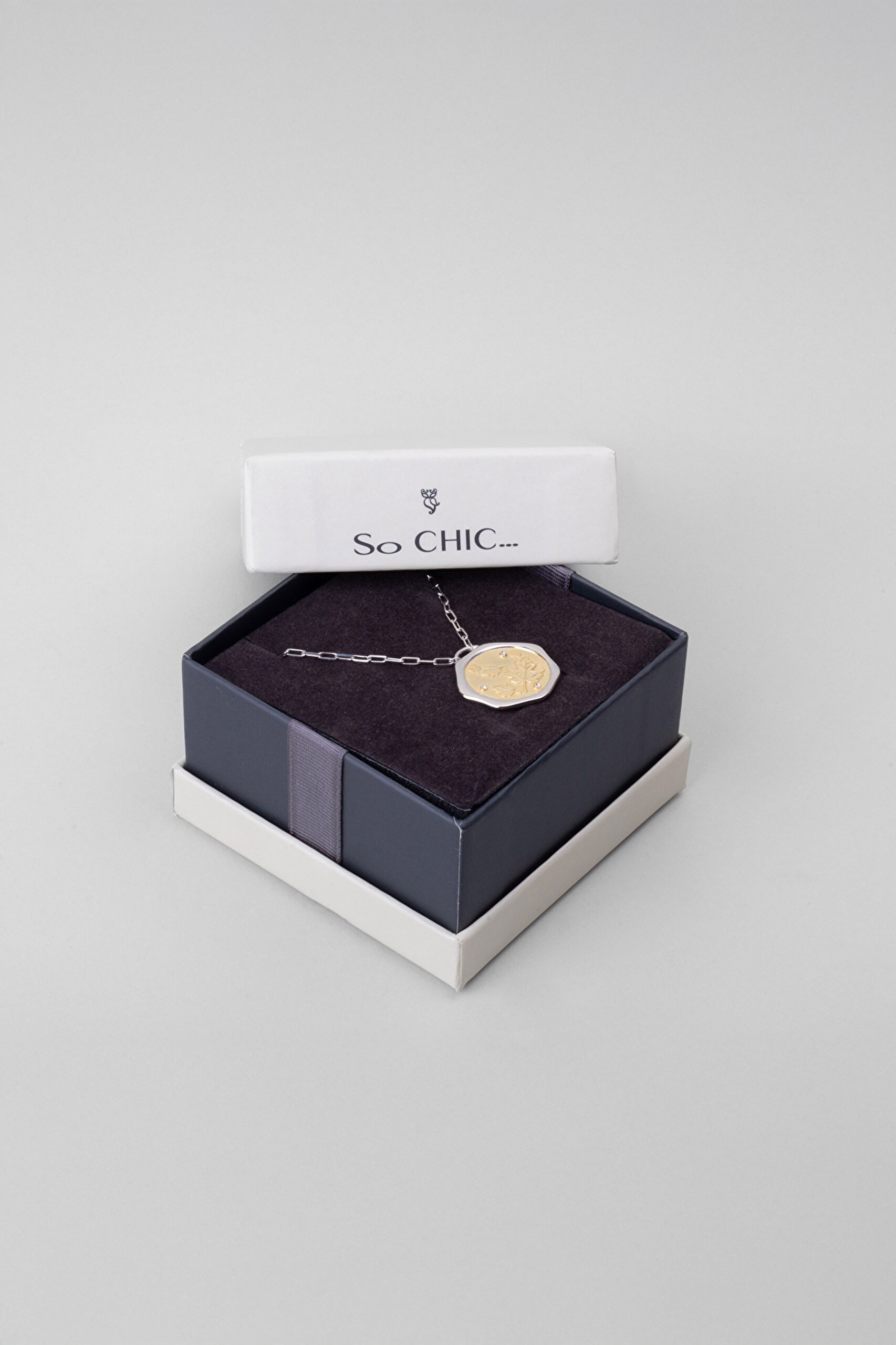 ⁠ Sonbahar Yaprağı 18 Ayar Sarı Ve Beyaz Altın Kaplama 58 Cm Çift Taraflı Gümüş Kolye_7}