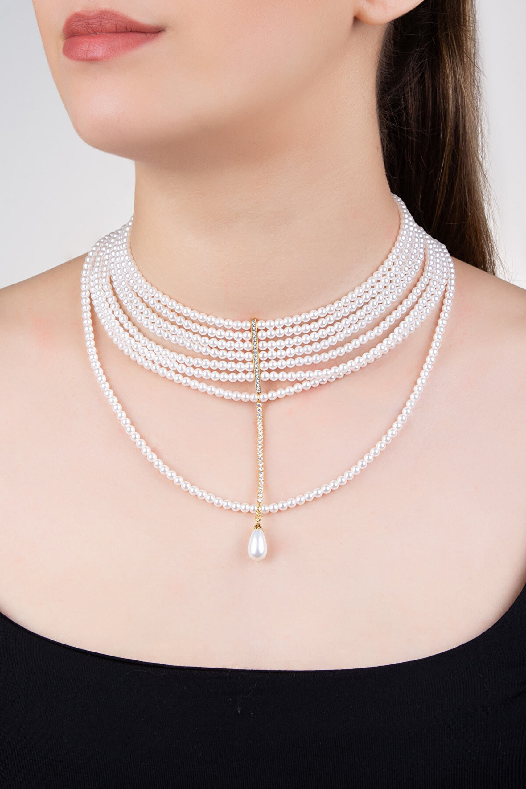 Emma 18 Ayar Sarı Altın Kaplama 41 Cm Gümüş Choker Kolye - 2