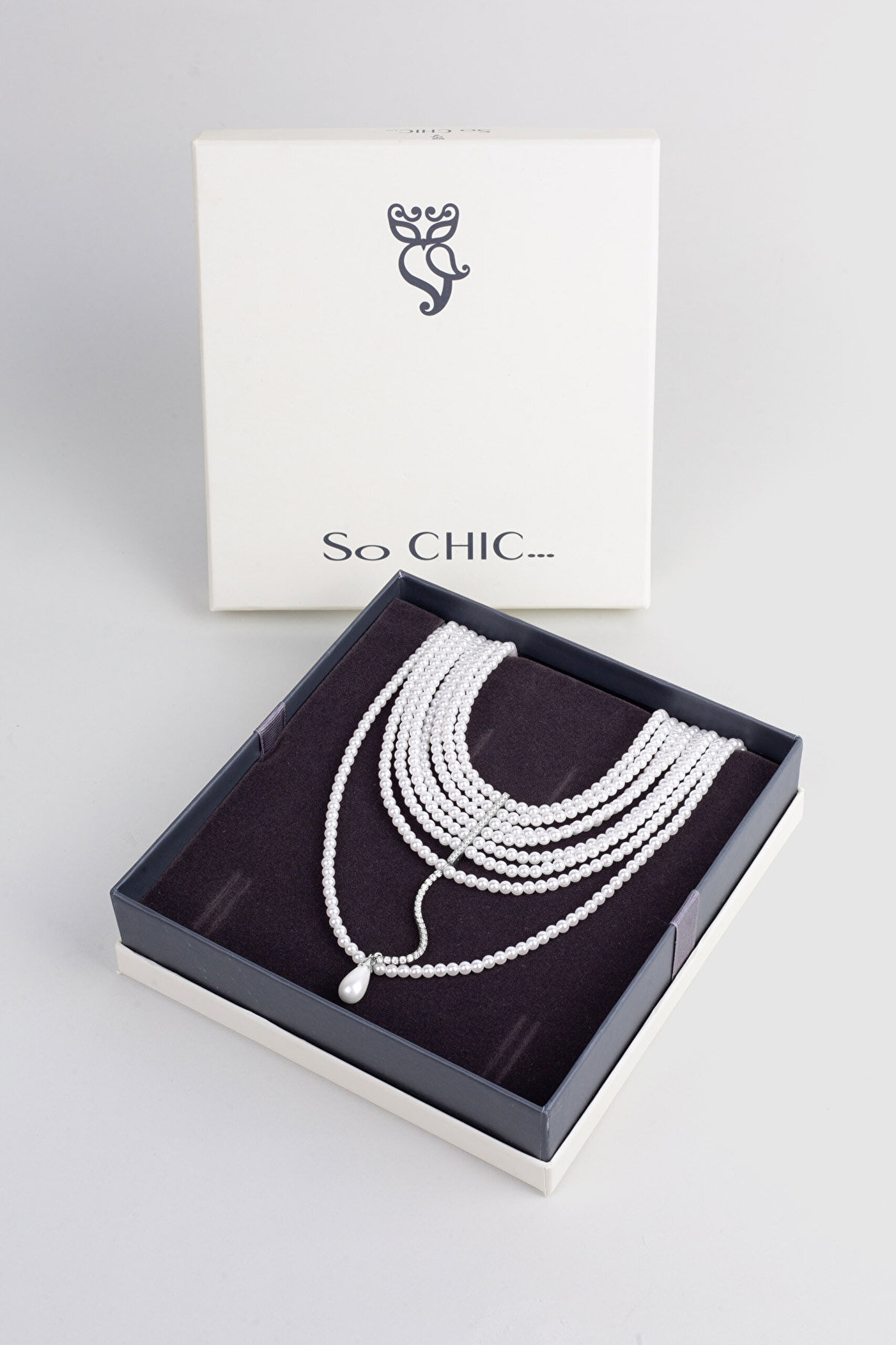 Emma 18 Ayar Beyaz Altın Kaplama 41 Cm Gümüş Choker Kolye - 5