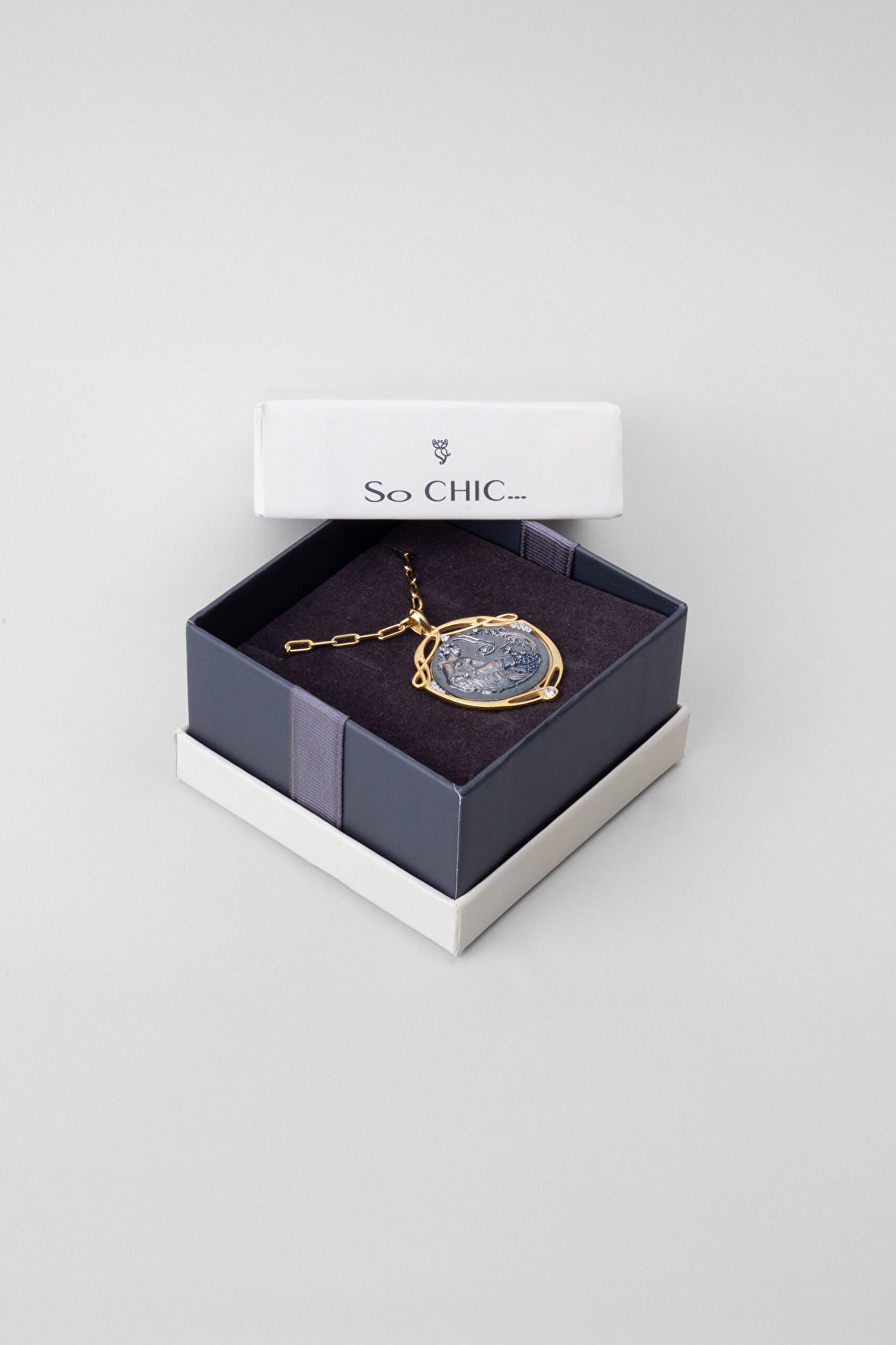 ⁠ Demeter 18 Ayar Sarı Altın Kaplama 60 Cm Gümüş Madalyon Kolye_5}