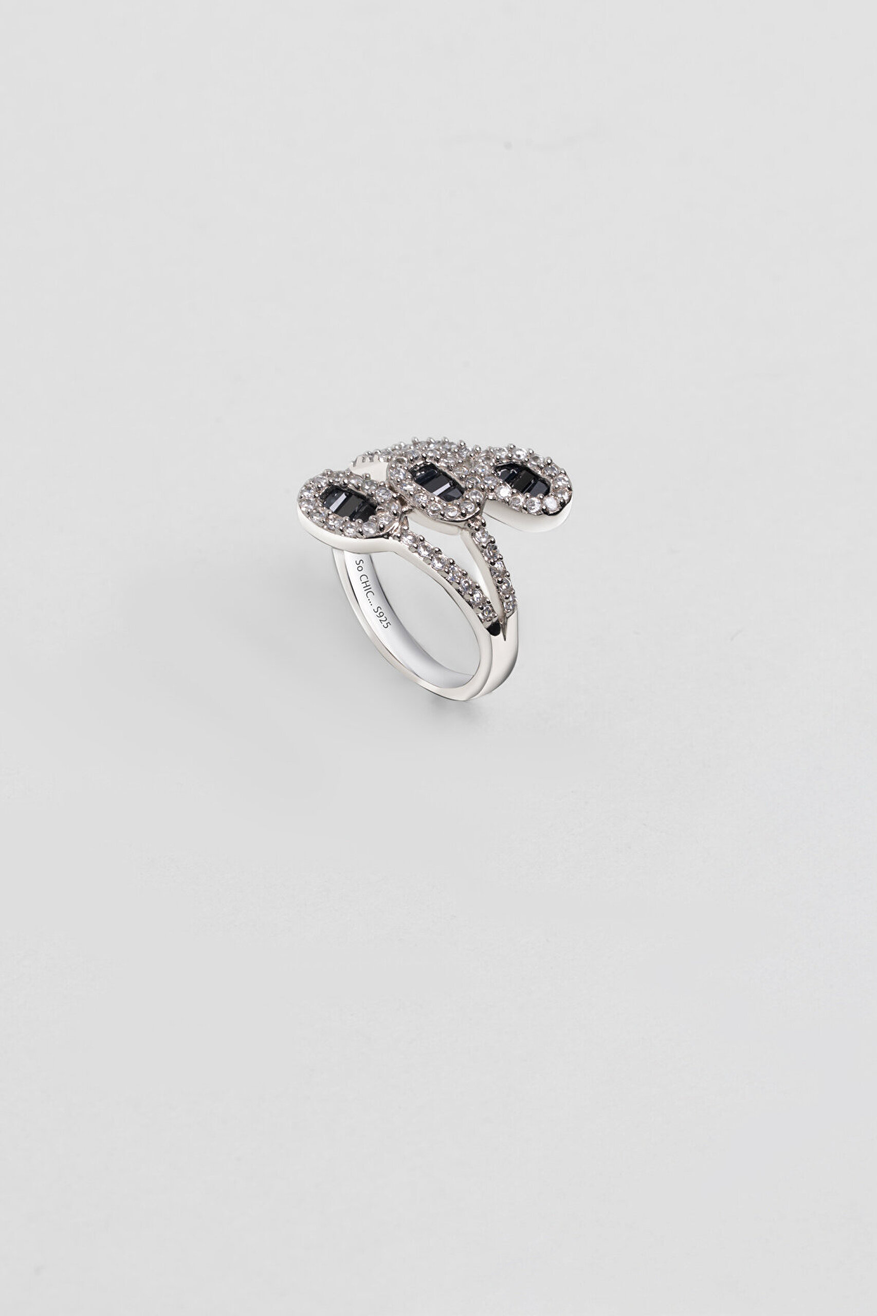 So CHIC... Zirkonu Taşlı 18 Ayar Beyaz Altın Kaplama Gümüş Yüzük - 0