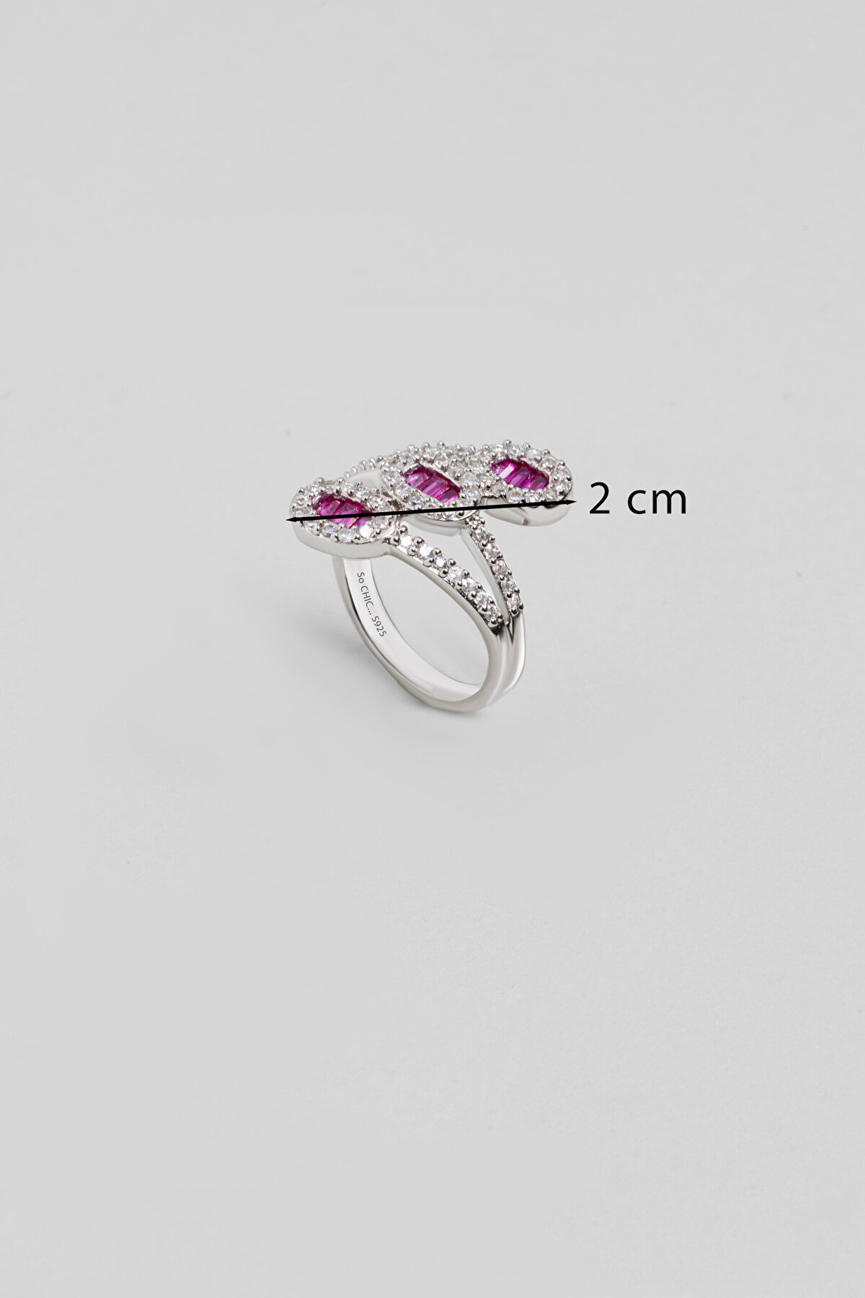 So CHIC... Zirkonu Taşlı 18 Ayar Beyaz Altın Kaplama Gümüş Yüzük - 1