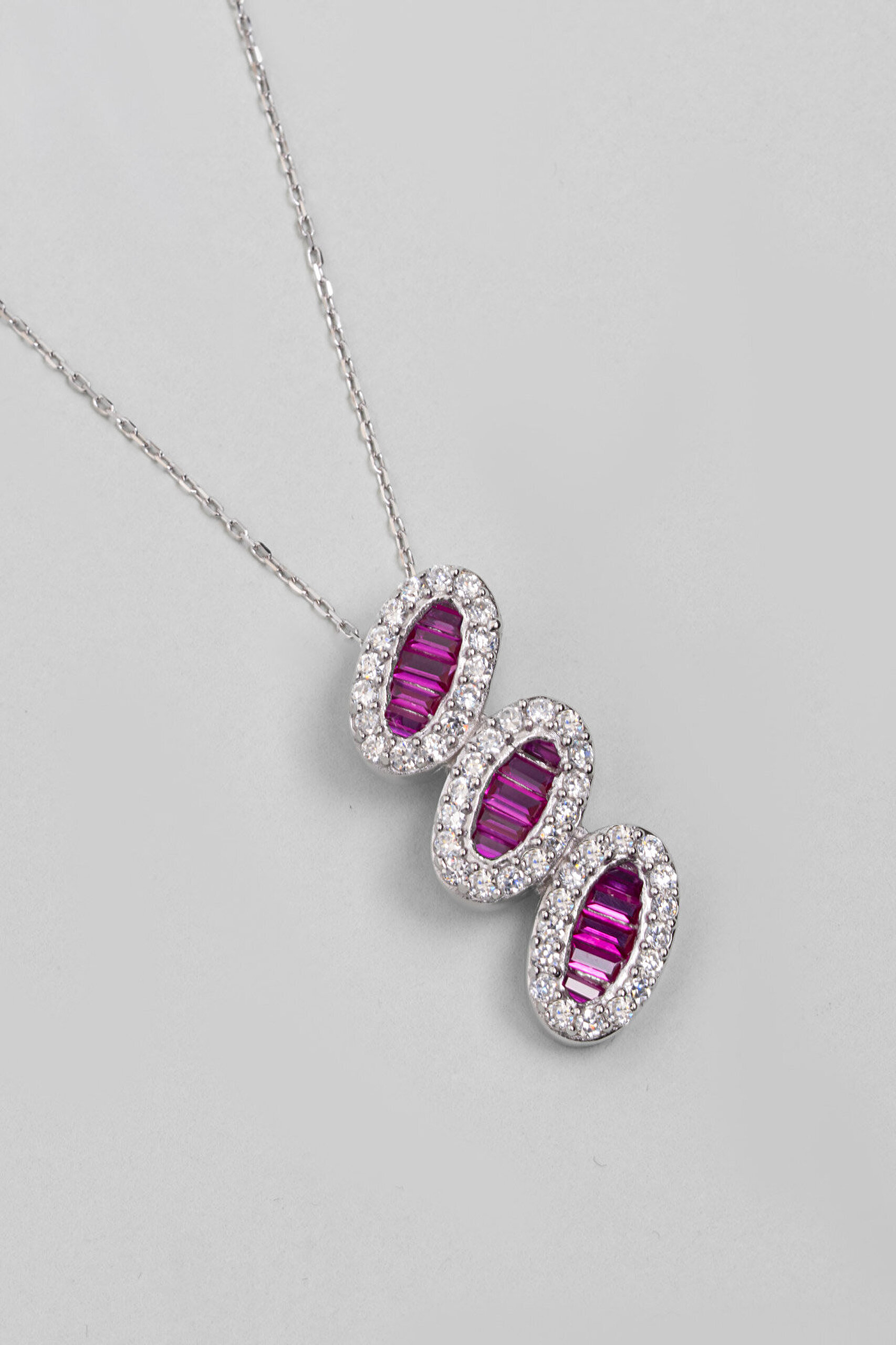 So CHIC... Zirkonu Taşlı 18 Ayar Beyaz Altın Kaplama 43 Cm Gümüş Kolye - 2