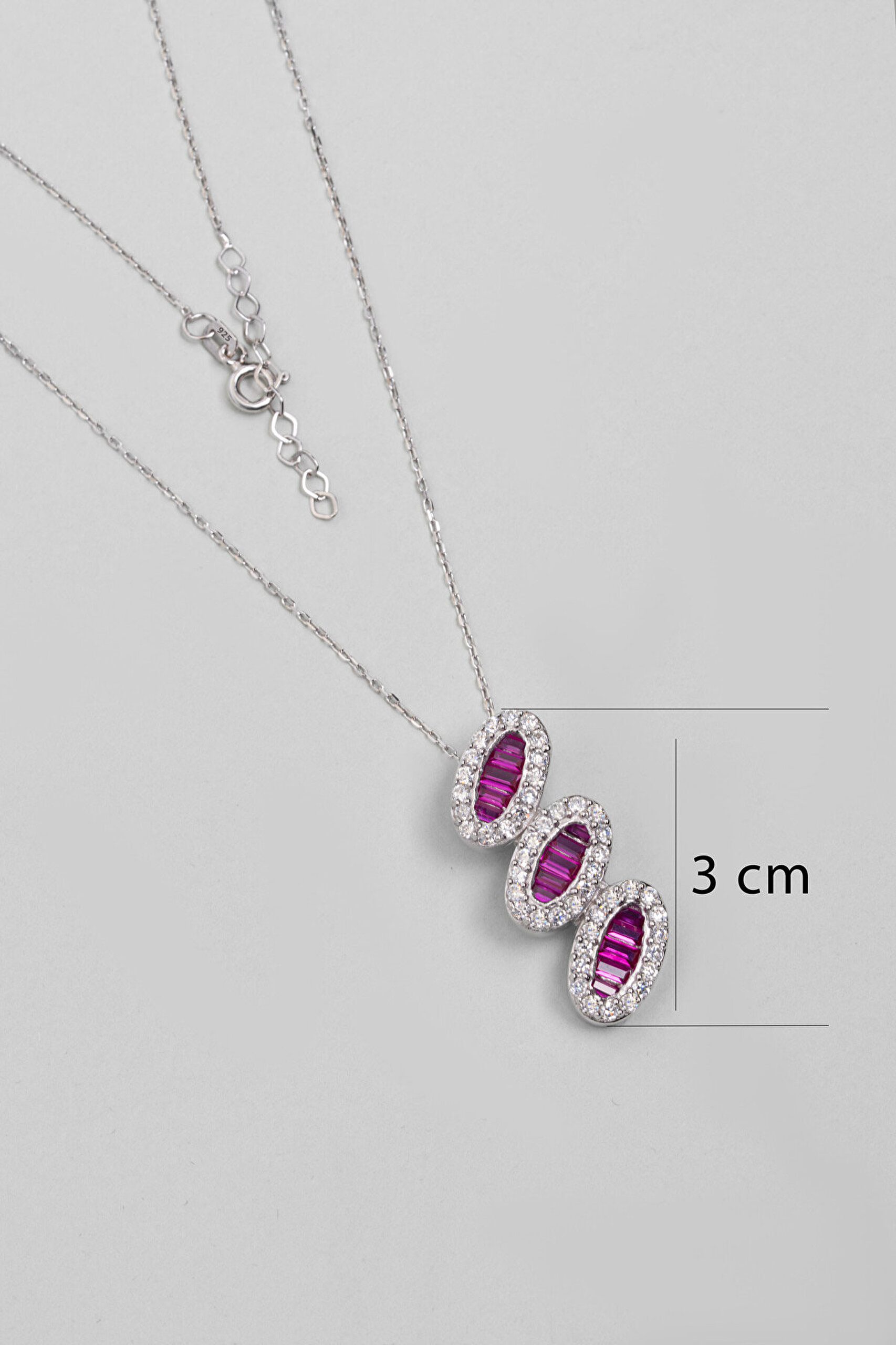 So CHIC... Zirkonu Taşlı 18 Ayar Beyaz Altın Kaplama 43 Cm Gümüş Kolye - 1