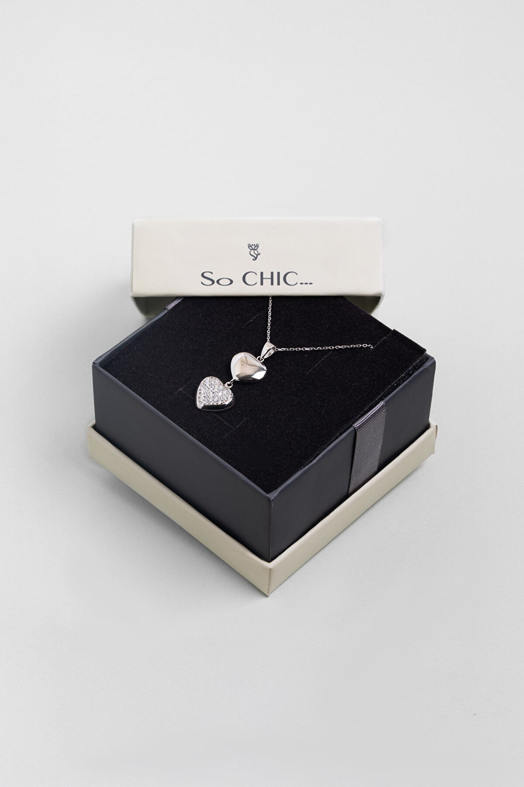 Love 18 Ayar Beyaz Altın Kaplama 43 Cm Gümüş Kolye - 3