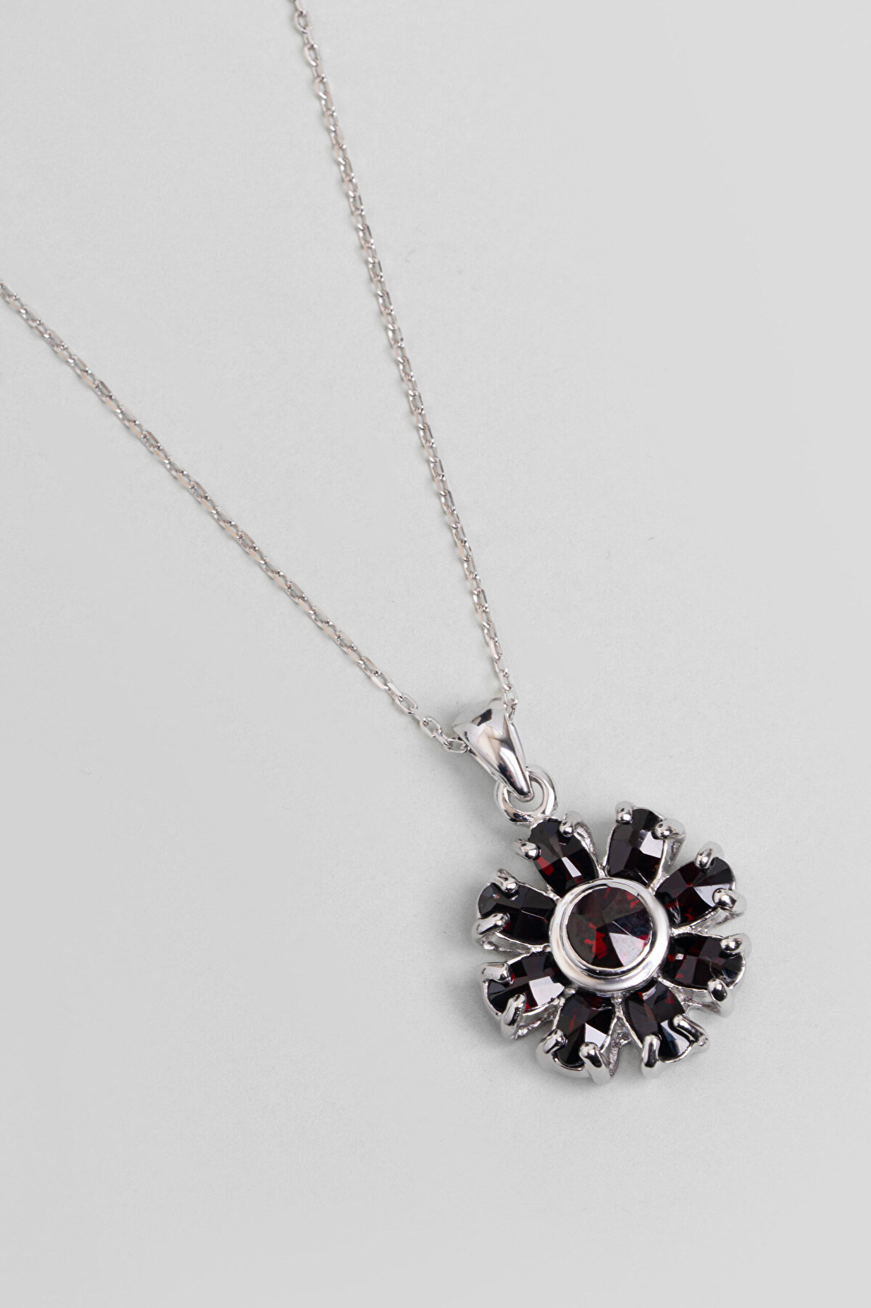 Çikolata Çiçeği 18 Ayar Beyaz Altın Kaplama 45 Cm Gümüş Kolye - 1