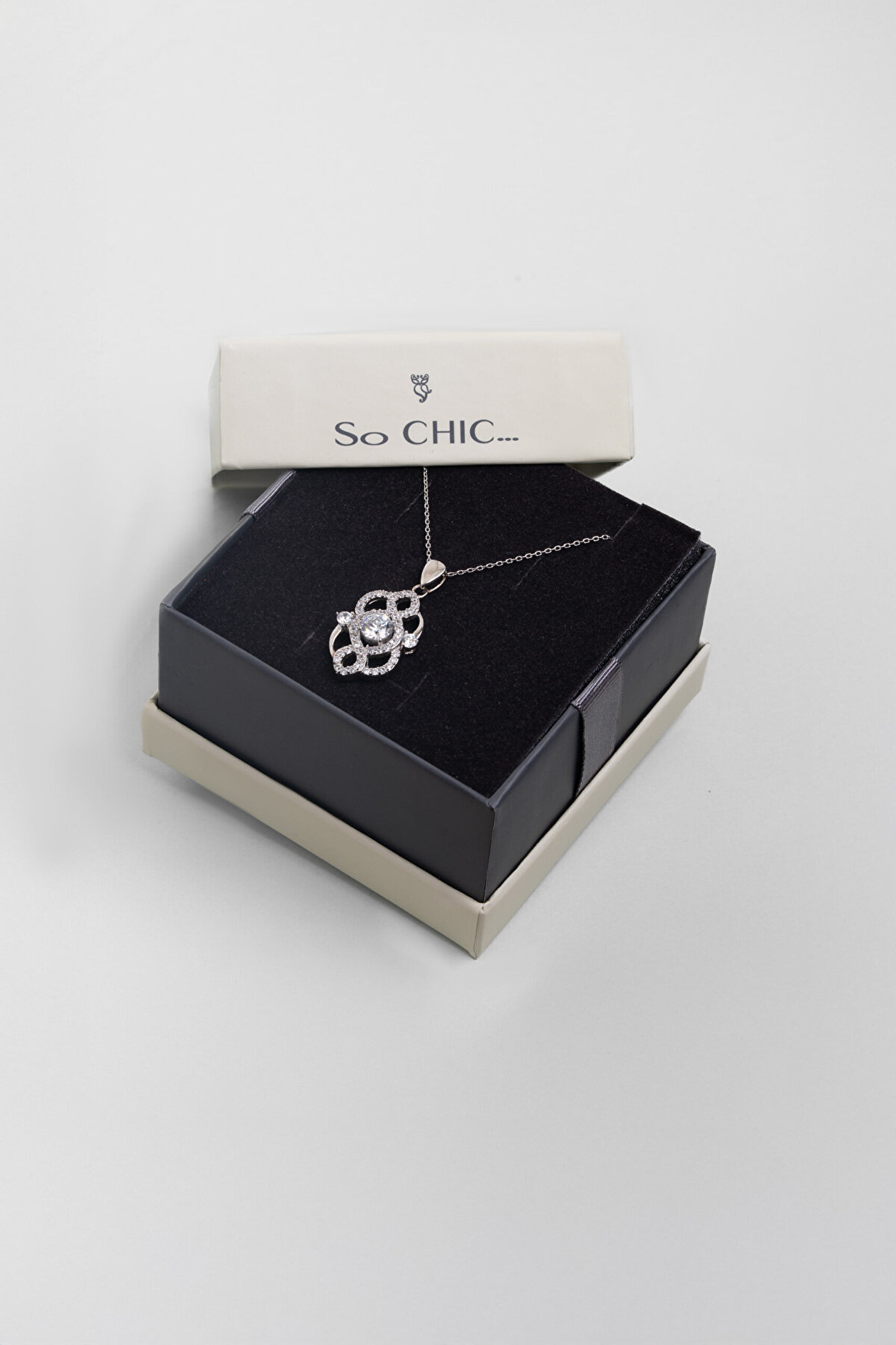 Otantik Tasarım 18 Ayar Beyaz Altın Kaplama 43 Cm Gümüş Kolye - 3