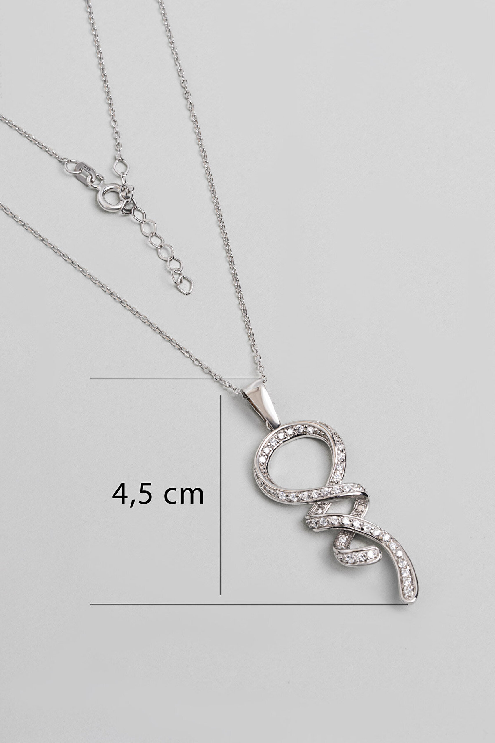 Modern Tasarım 18 Ayar Beyaz Altın Kaplama 43 Cm Gümüş Kolye - 1