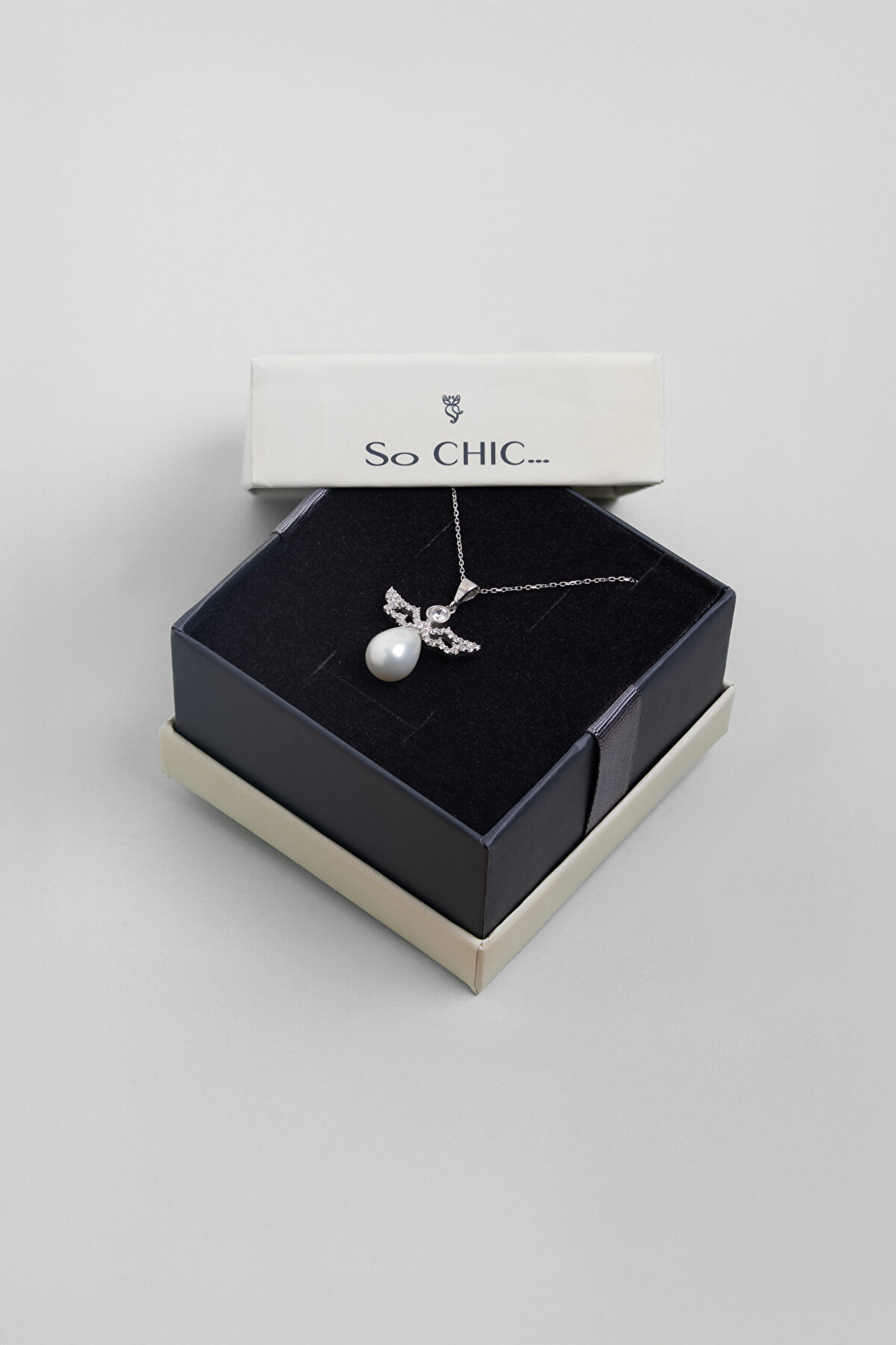 Aşk Meleği 18 Ayar Beyaz Altın Kaplama Gümüş 43 Cm Gümüş Kolye - 3