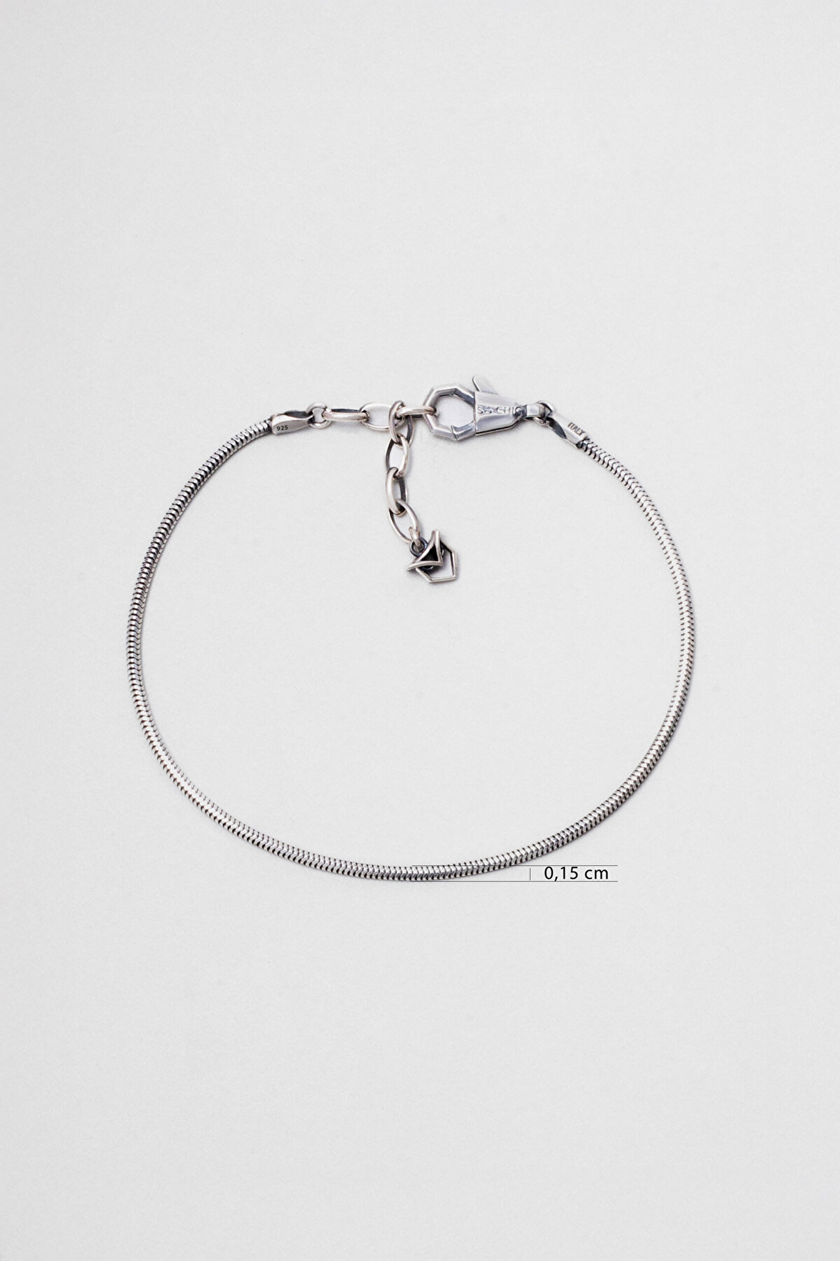 Klasik Stil Oksit Kaplama 21 Cm Gümüş Erkek Zincir Bileklik - 2