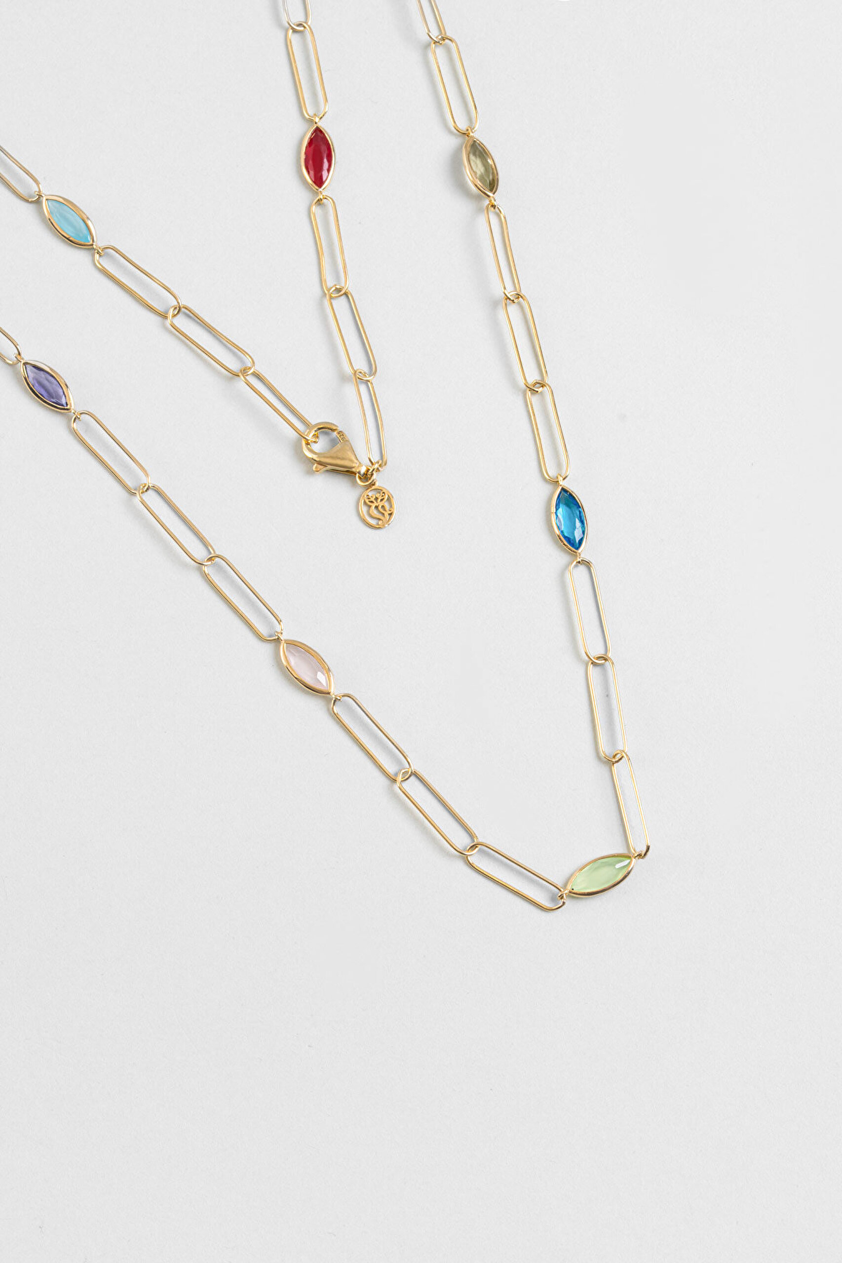 Konfeti 18 Ayar Sarı Altın Kaplama 55 Cm Gümüş Kolye - 0