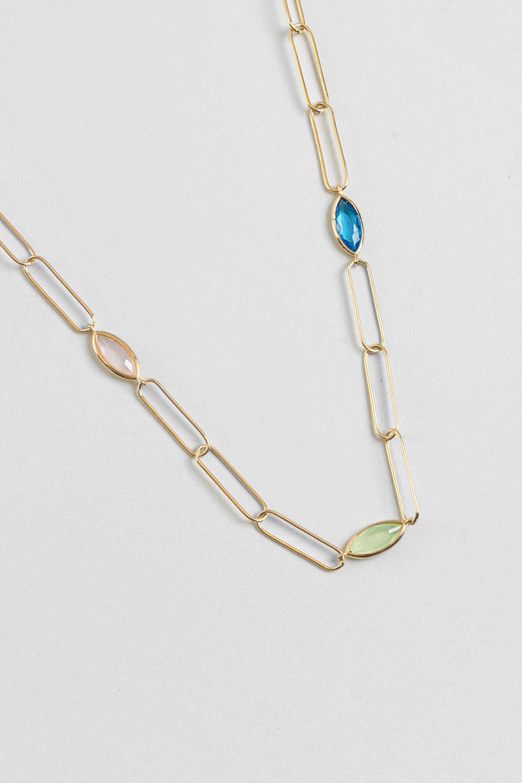 Konfeti 18 Ayar Sarı Altın Kaplama 55 Cm Gümüş Kolye - 4