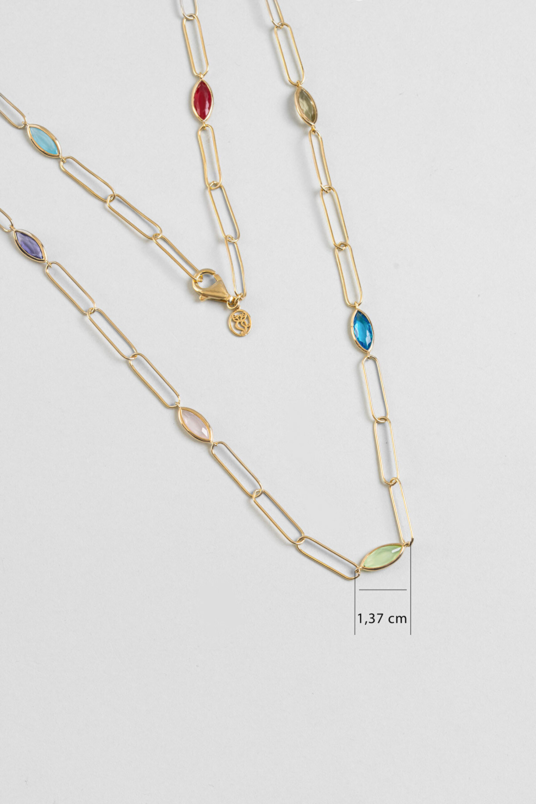 Konfeti 18 Ayar Sarı Altın Kaplama 55 Cm Gümüş Kolye - 2