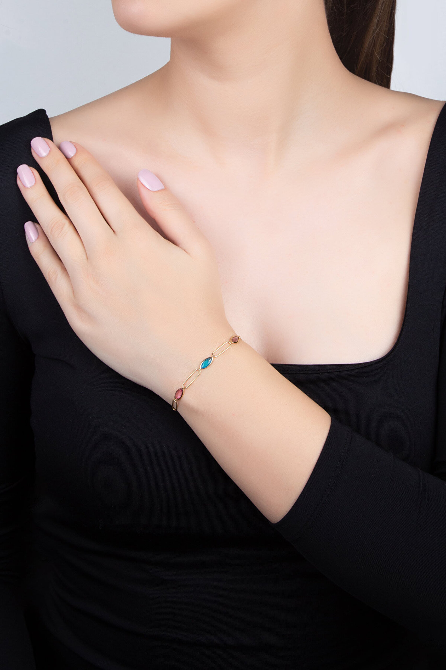 Konfeti 18 Ayar Sarı Altın Kaplama 19 Cm Gümüş Bileklik - 3