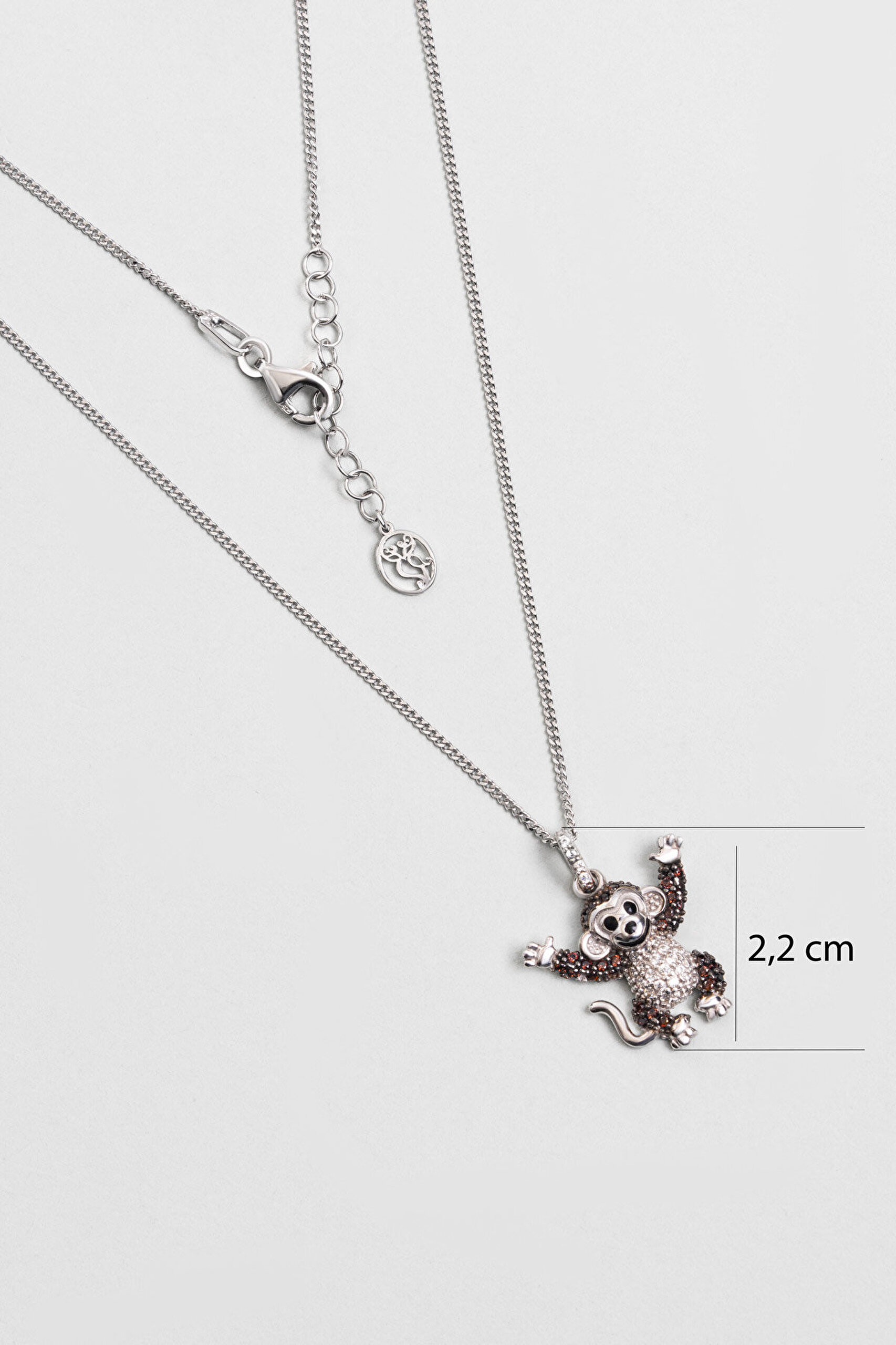 Sevimli Punch 18 Ayar Beyaz Altın Kaplama 43 Cm Gümüş Kolye - 3