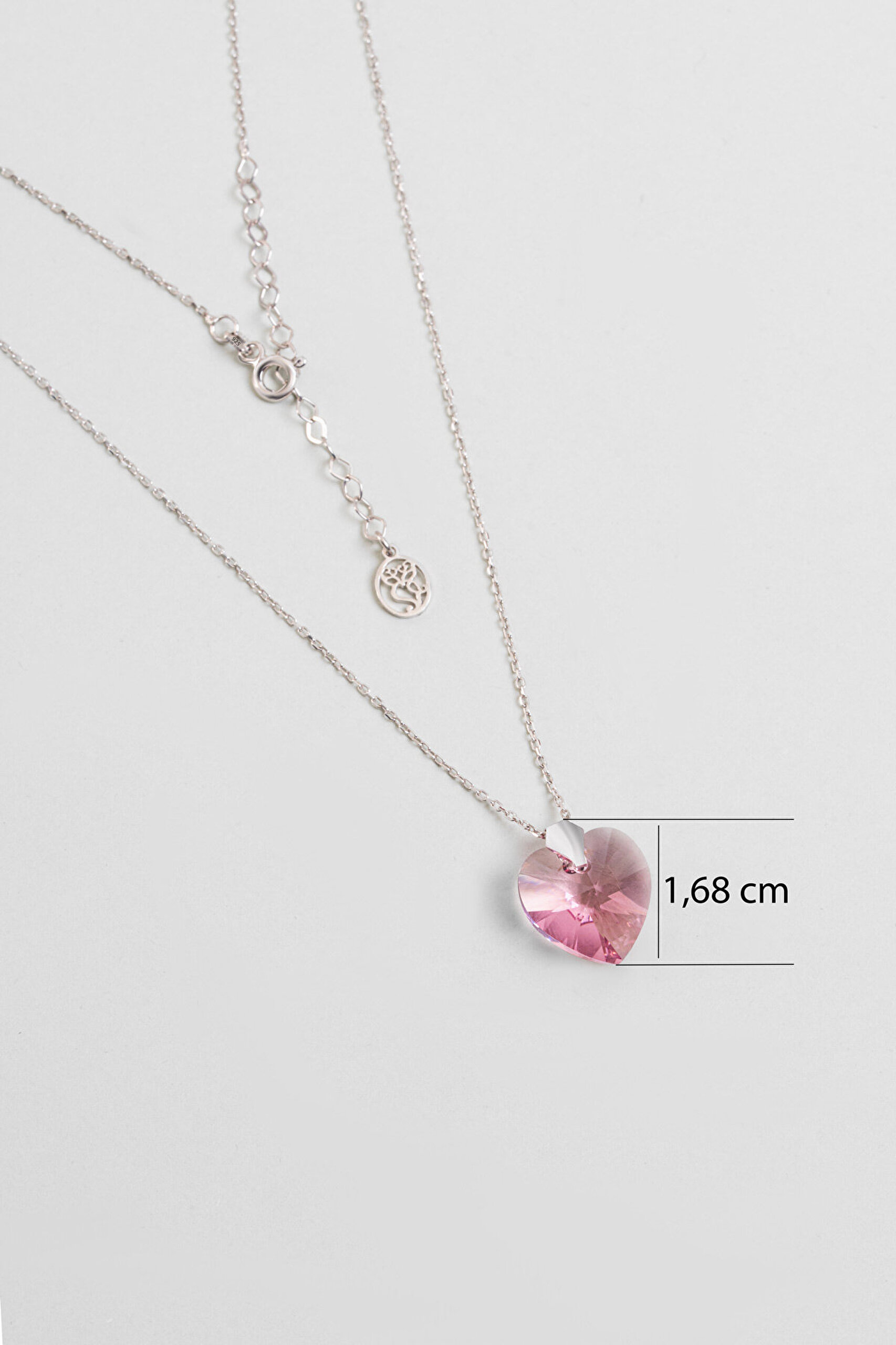 Işıltılı Kalp 18 Ayar Beyaz Altın Kaplama 45 Cm Gümüş Kolye - 2