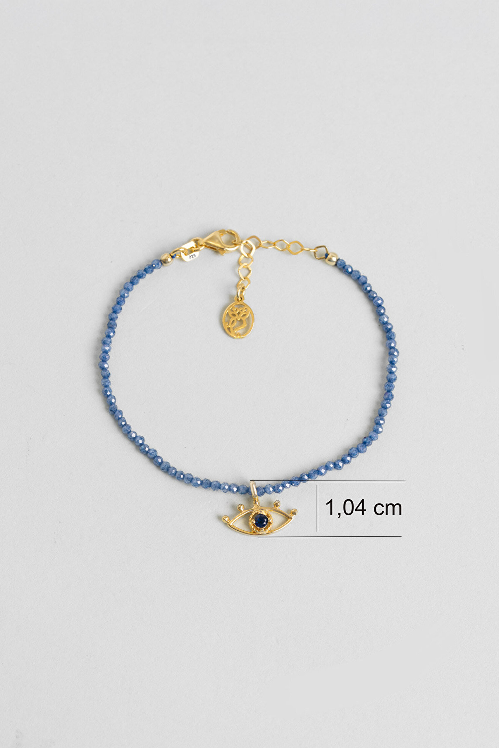 Mistik Nazar 18 Ayar Sarı Altın Kaplama 18 Cm Gümüş Bileklik - 2