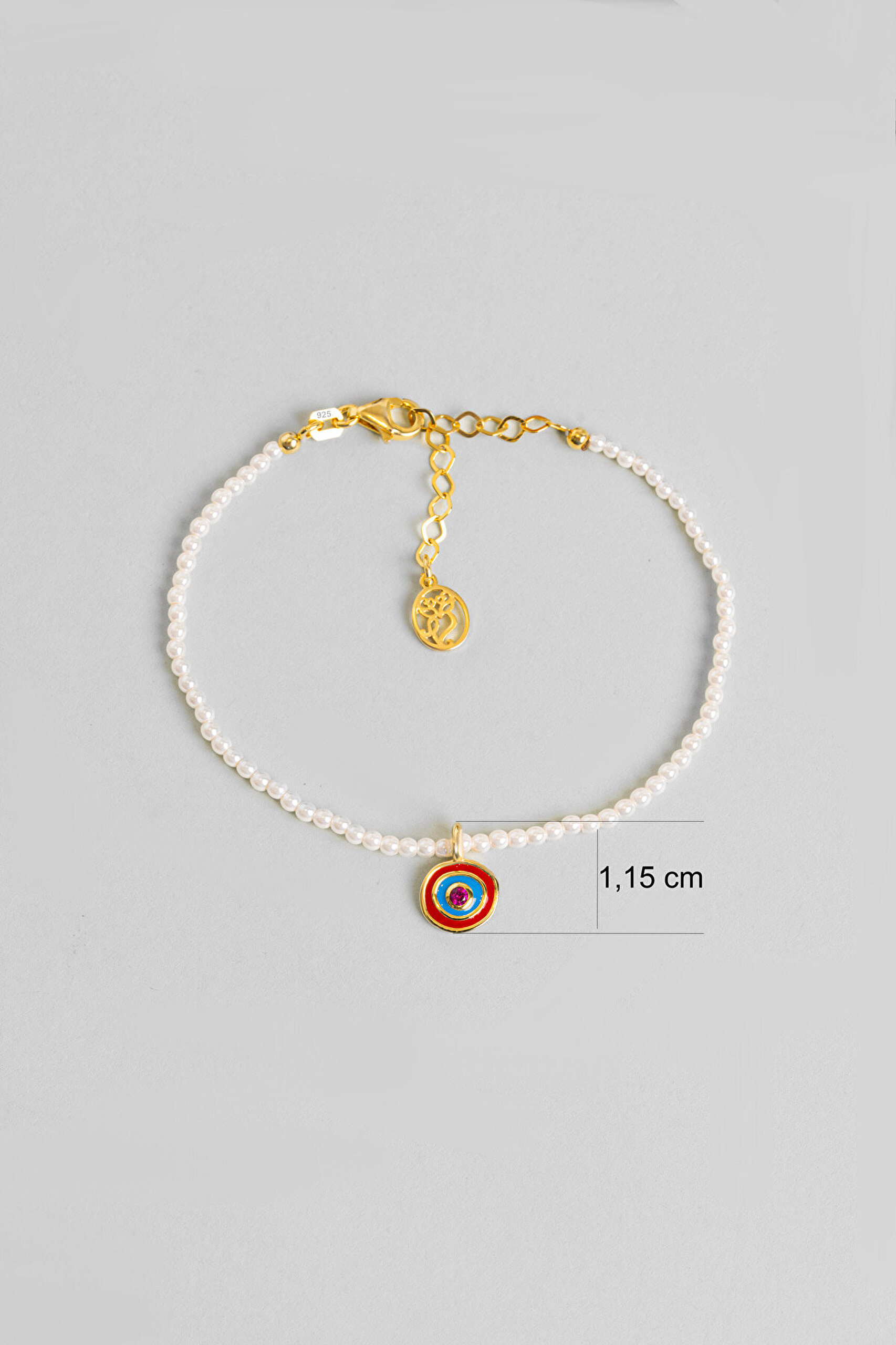 Akdeniz İncisi 18 Ayar Sarı Altın Kaplama 18 Cm Gümüş Bileklik - 2